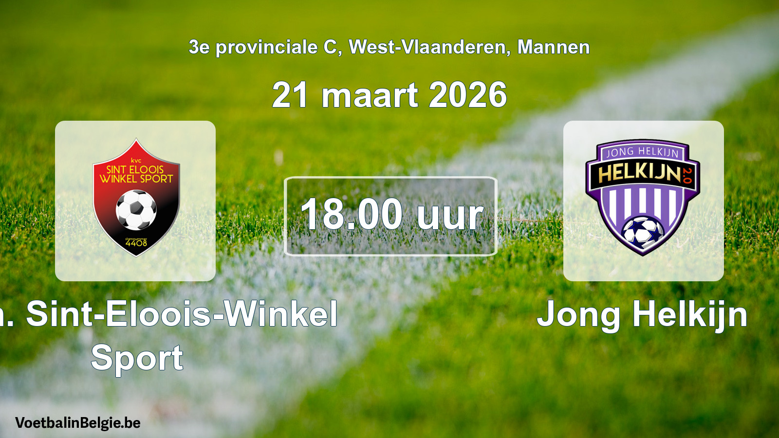 Scheduled match men football: Kon. Sint-Eloois-Winkel Sport - Jong Helkijn (21 March 2026)