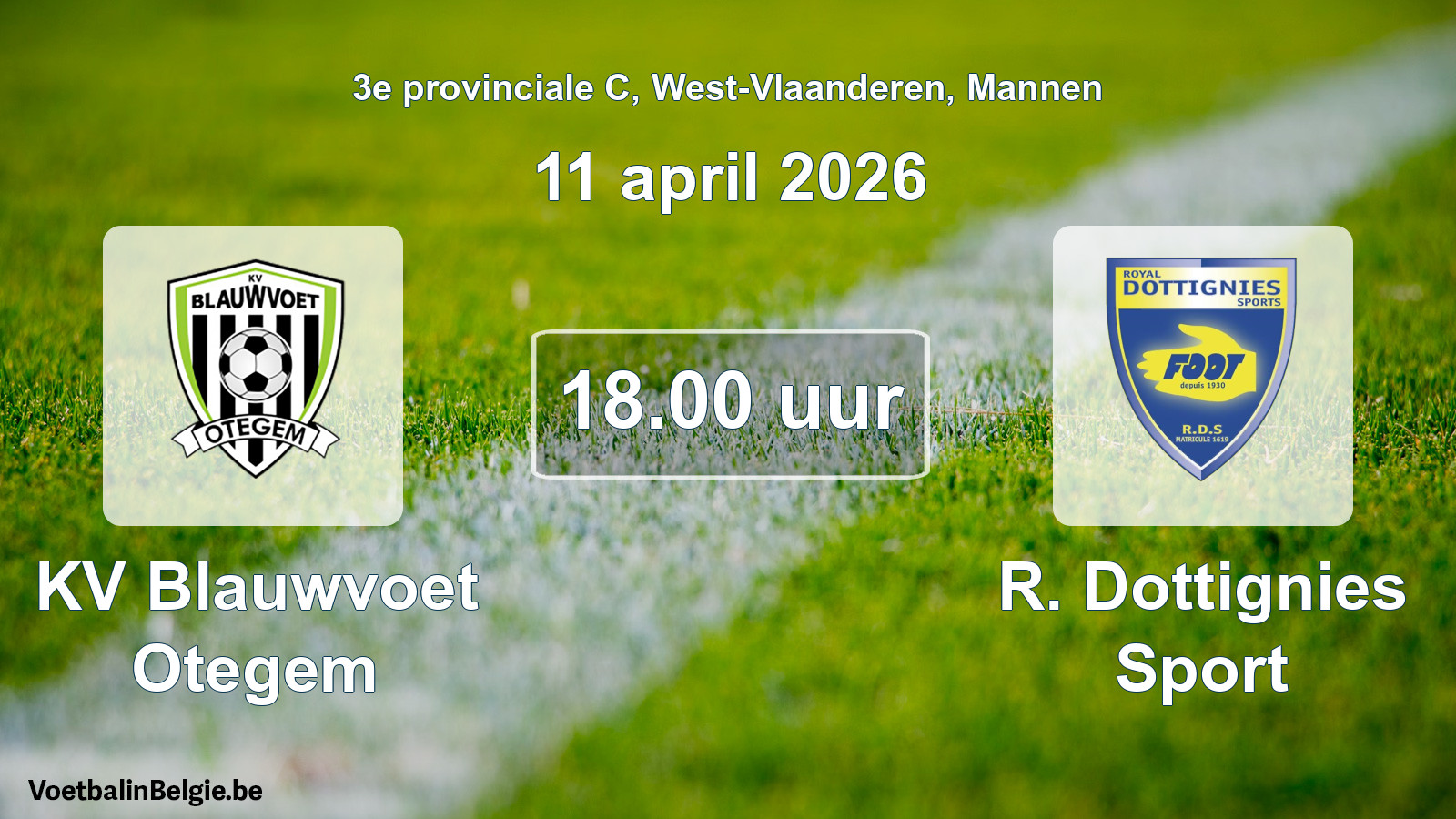 Scheduled match men football: KV Blauwvoet Otegem - R. Dottignies Sport (11 April 2026)