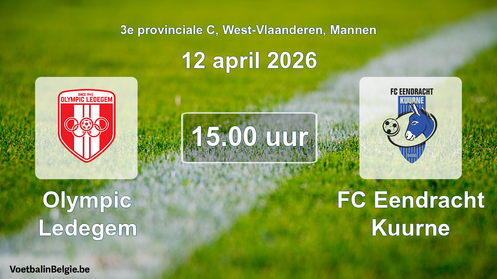Scheduled match men football: Olympic Ledegem - FC Eendracht Kuurne (12 April 2026)