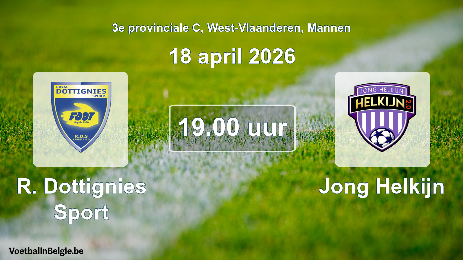 Scheduled match men football: R. Dottignies Sport - Jong Helkijn (18 April 2026)