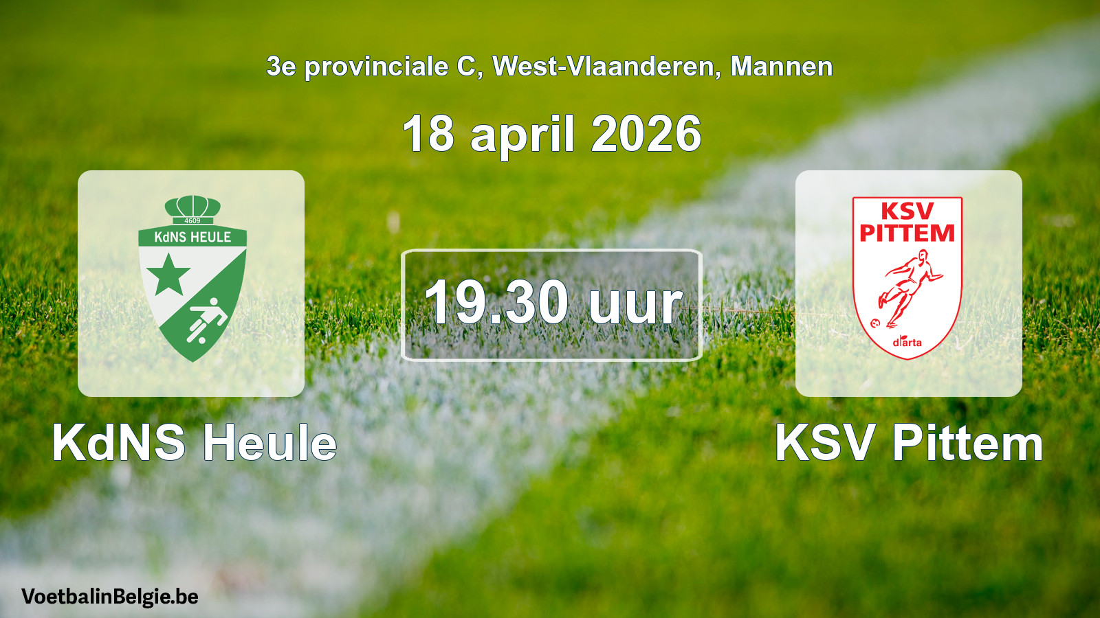 Scheduled match men football: KdNS Heule - KSV Pittem (18 April 2026)