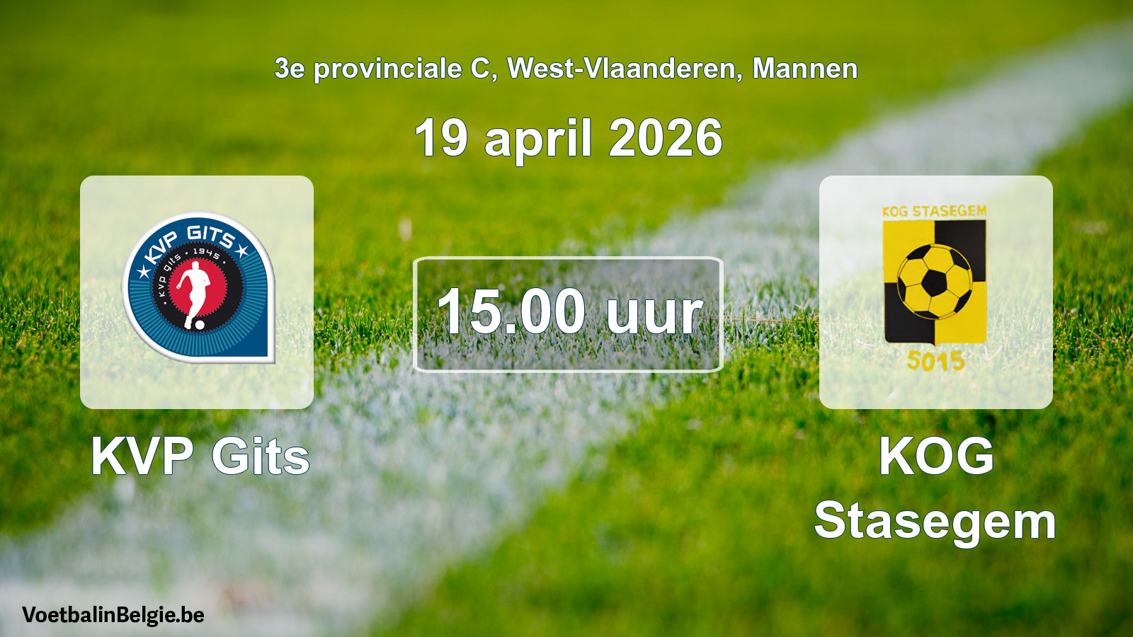 Scheduled match men football: KVP Gits - KOG Stasegem (19 April 2026)
