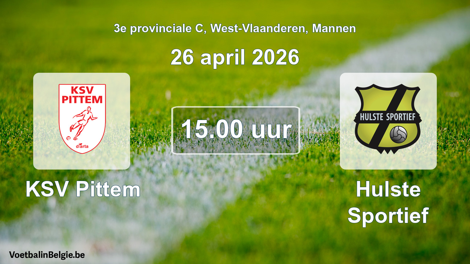 Geplande wedstrijd mannenvoetbal: KSV Pittem - Hulste Sportief (26 april 2026)