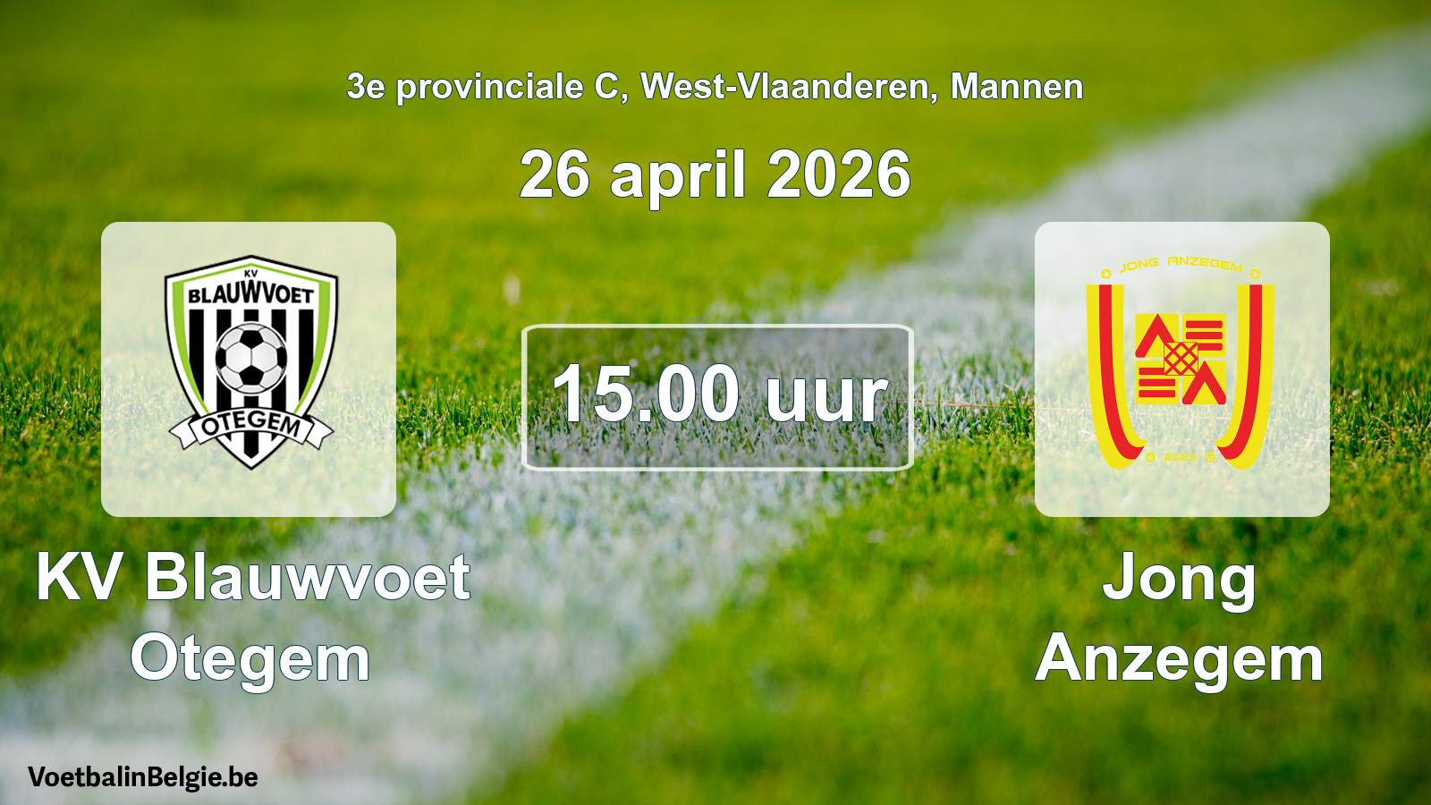 Scheduled match men football: KV Blauwvoet Otegem - Jong Anzegem (26 April 2026)