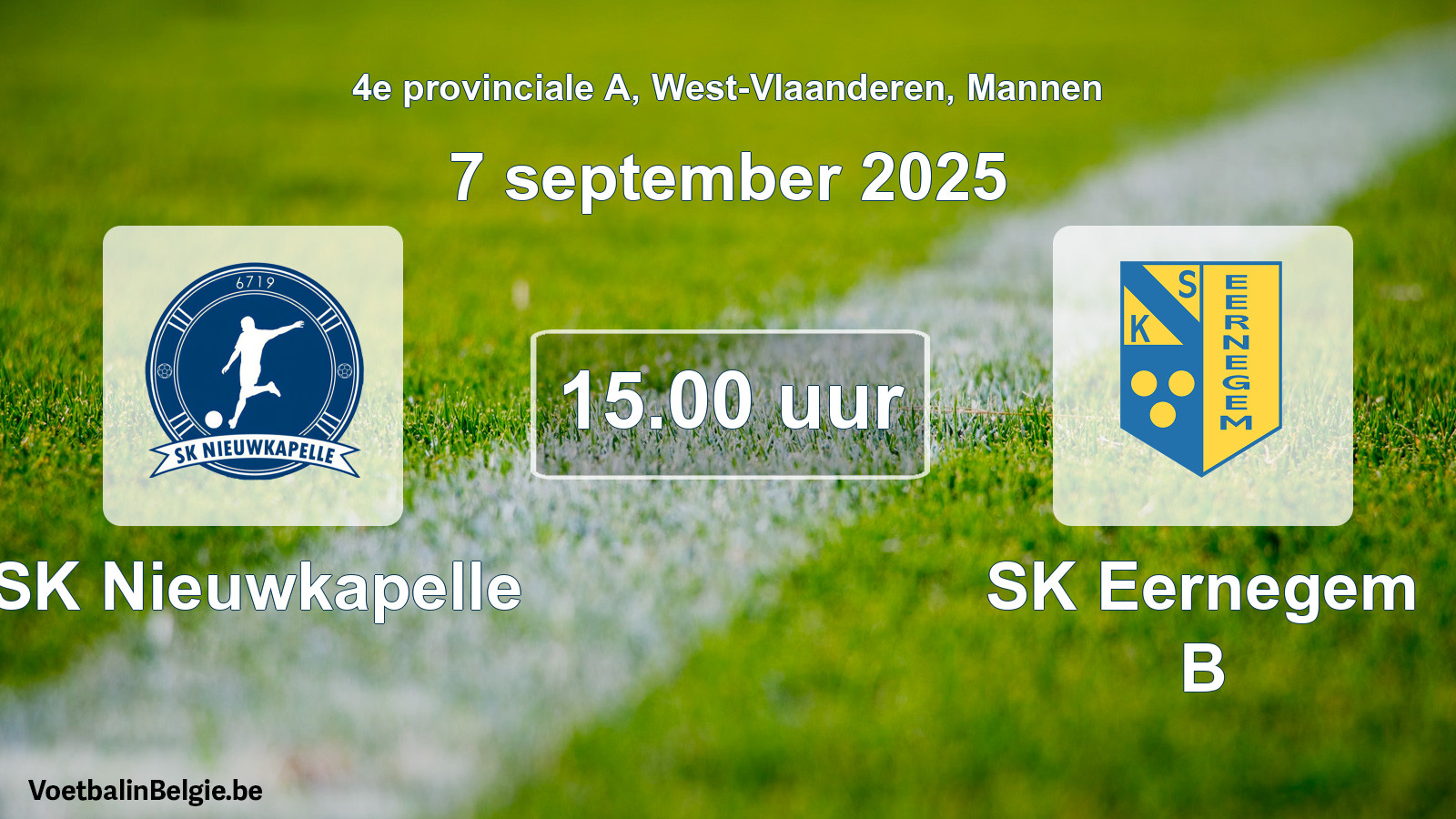 Scheduled match men football: SK Nieuwkapelle - SK Eernegem B (7 September 2025)