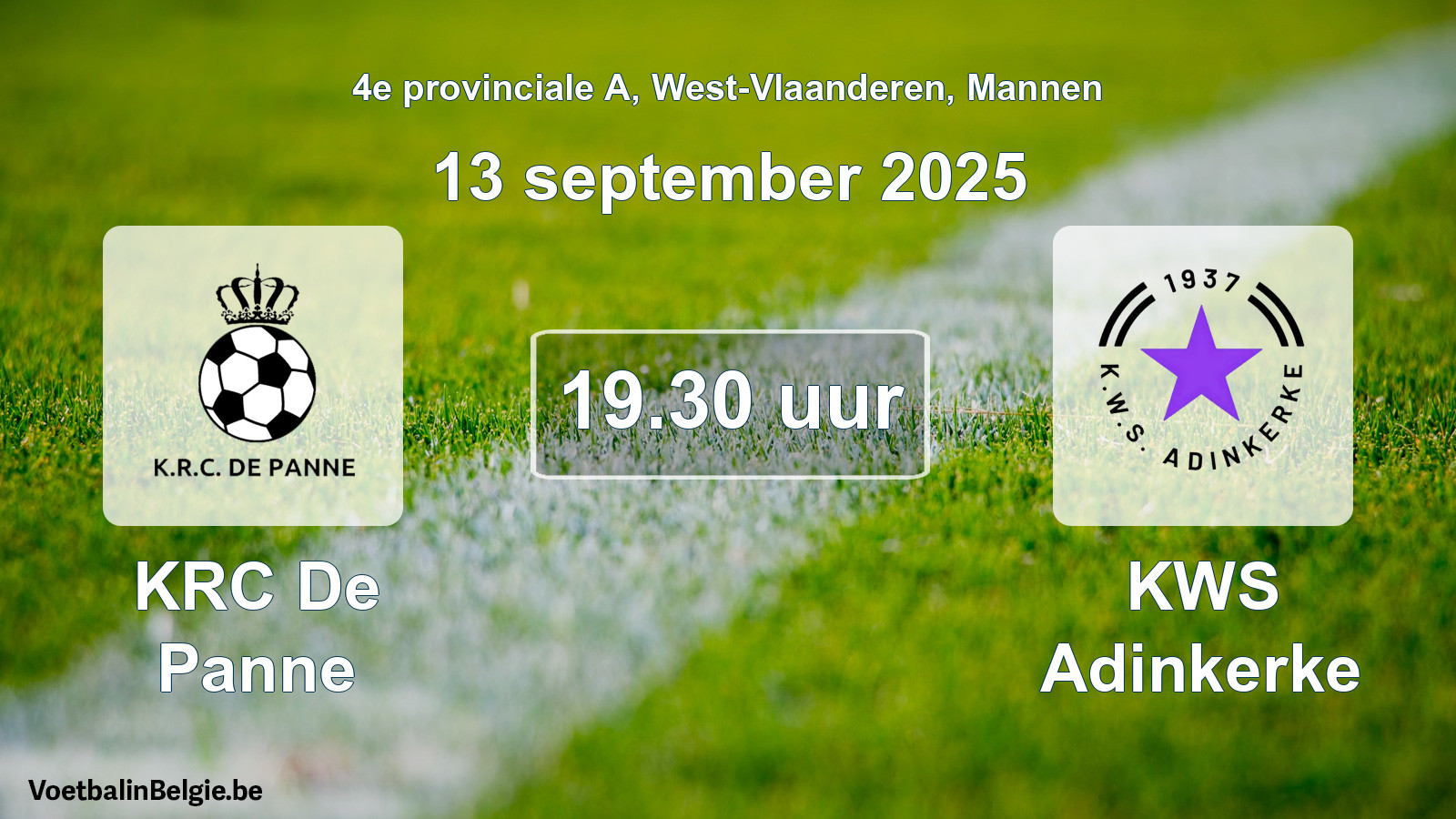 Scheduled match men football: KRC De Panne - KWS Adinkerke (13 September 2025)