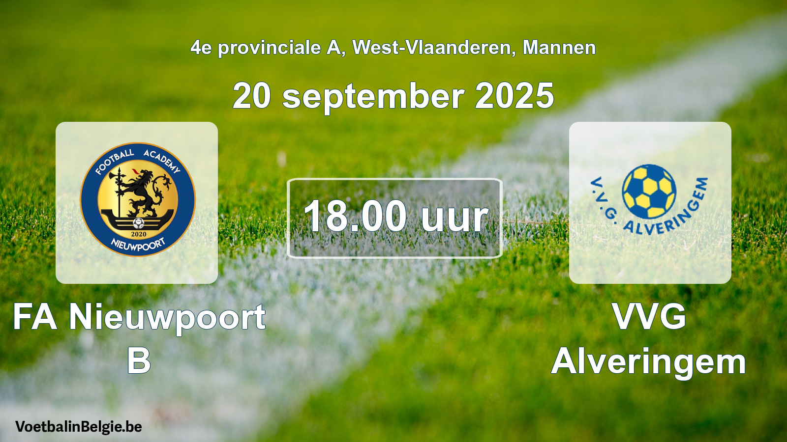 Scheduled match men football: FA Nieuwpoort B - VVG Alveringem (20 September 2025)