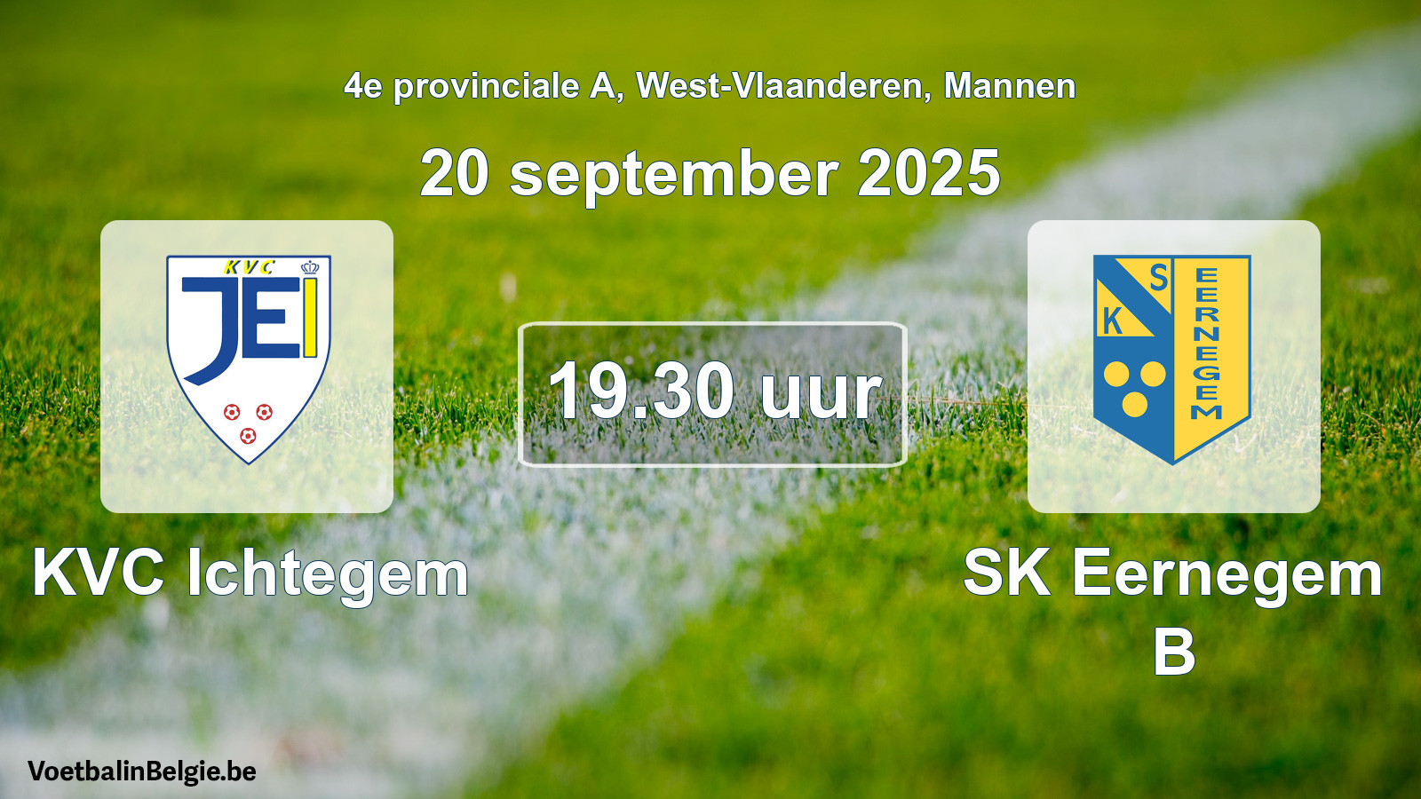 Scheduled match men football: KVC Ichtegem - SK Eernegem B (20 September 2025)