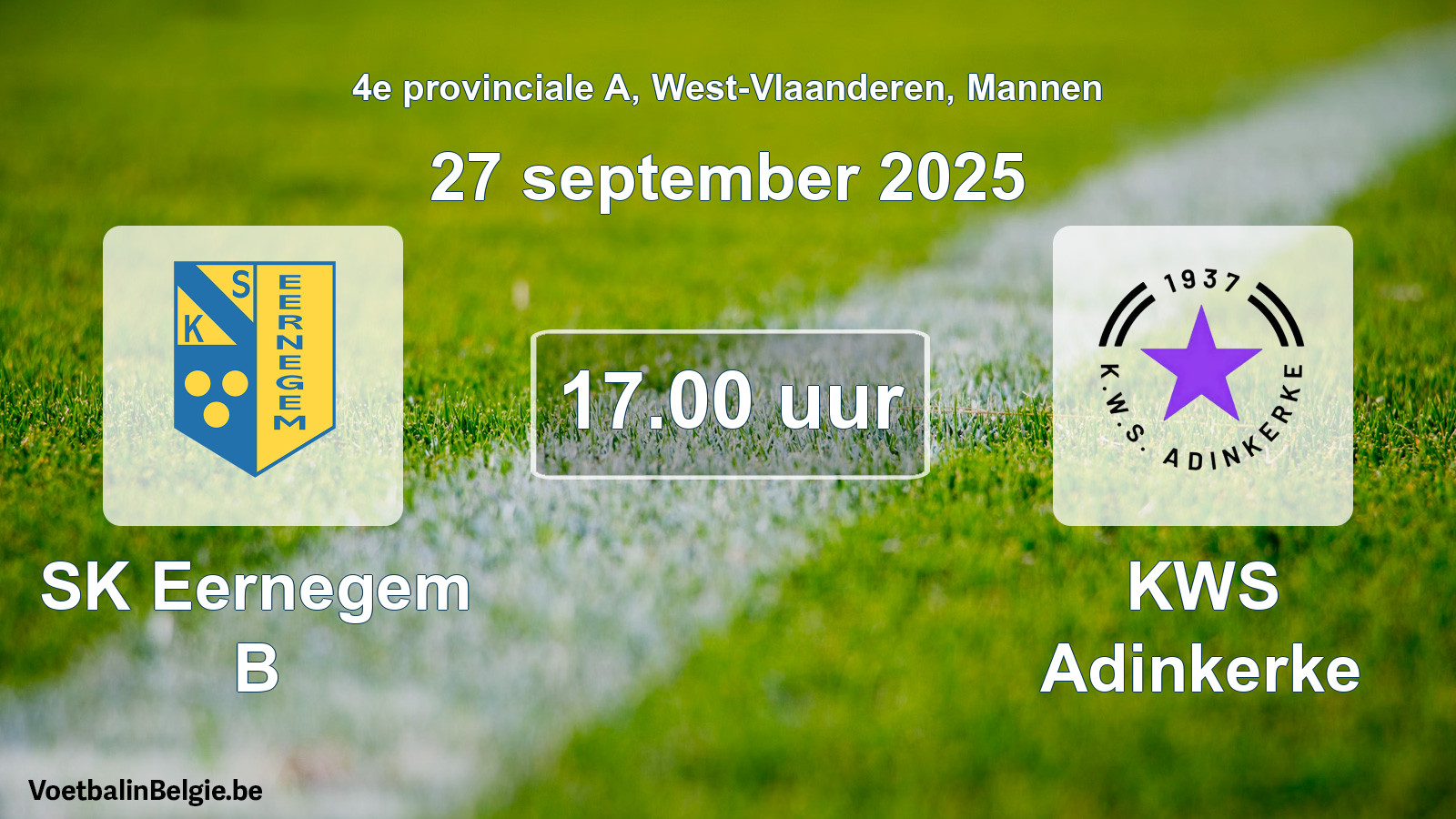 Scheduled match men football: SK Eernegem B - KWS Adinkerke (27 September 2025)