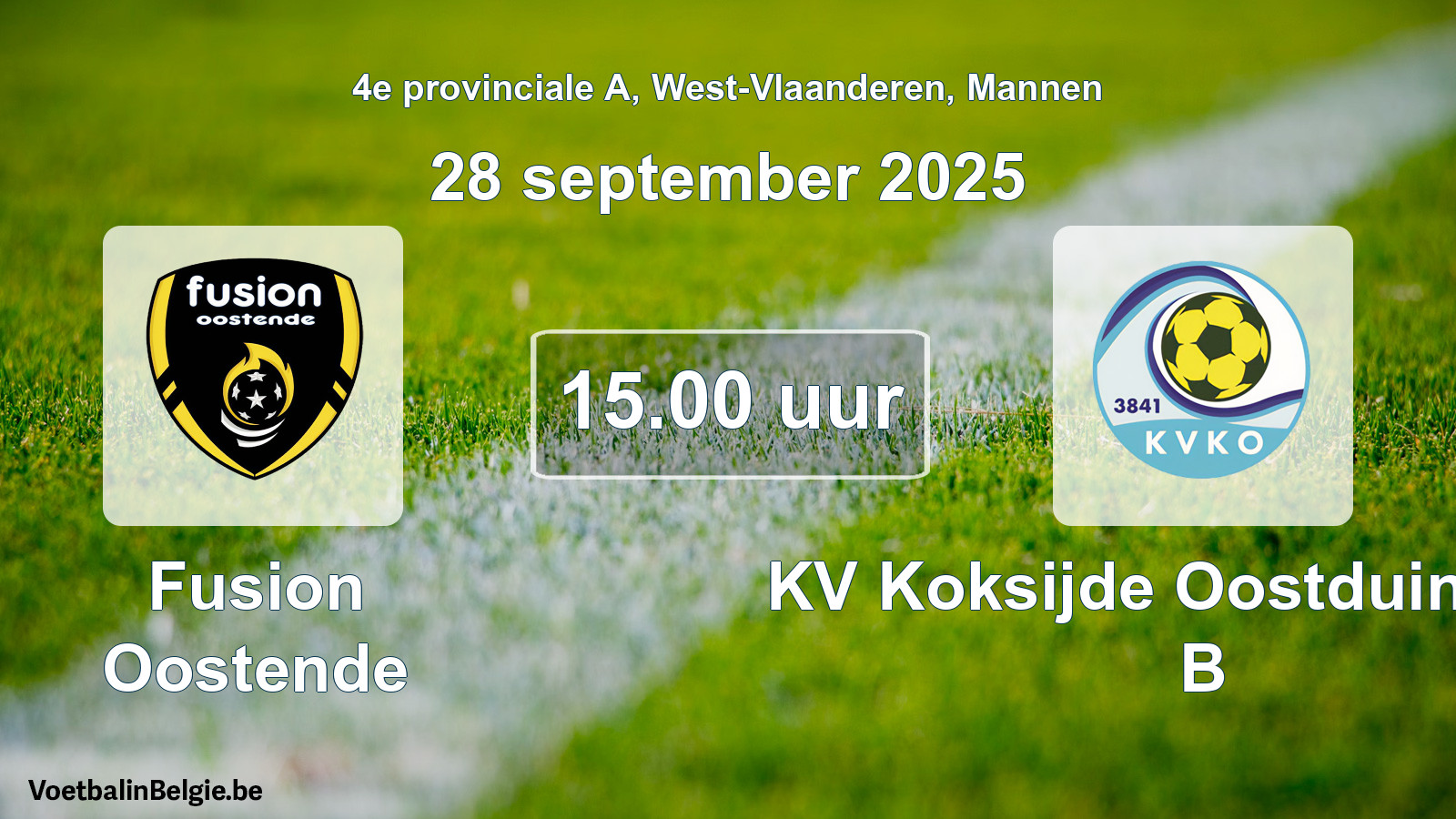 Scheduled match men football: Fusion Oostende - KV Koksijde Oostduinkerke B (28 September 2025)