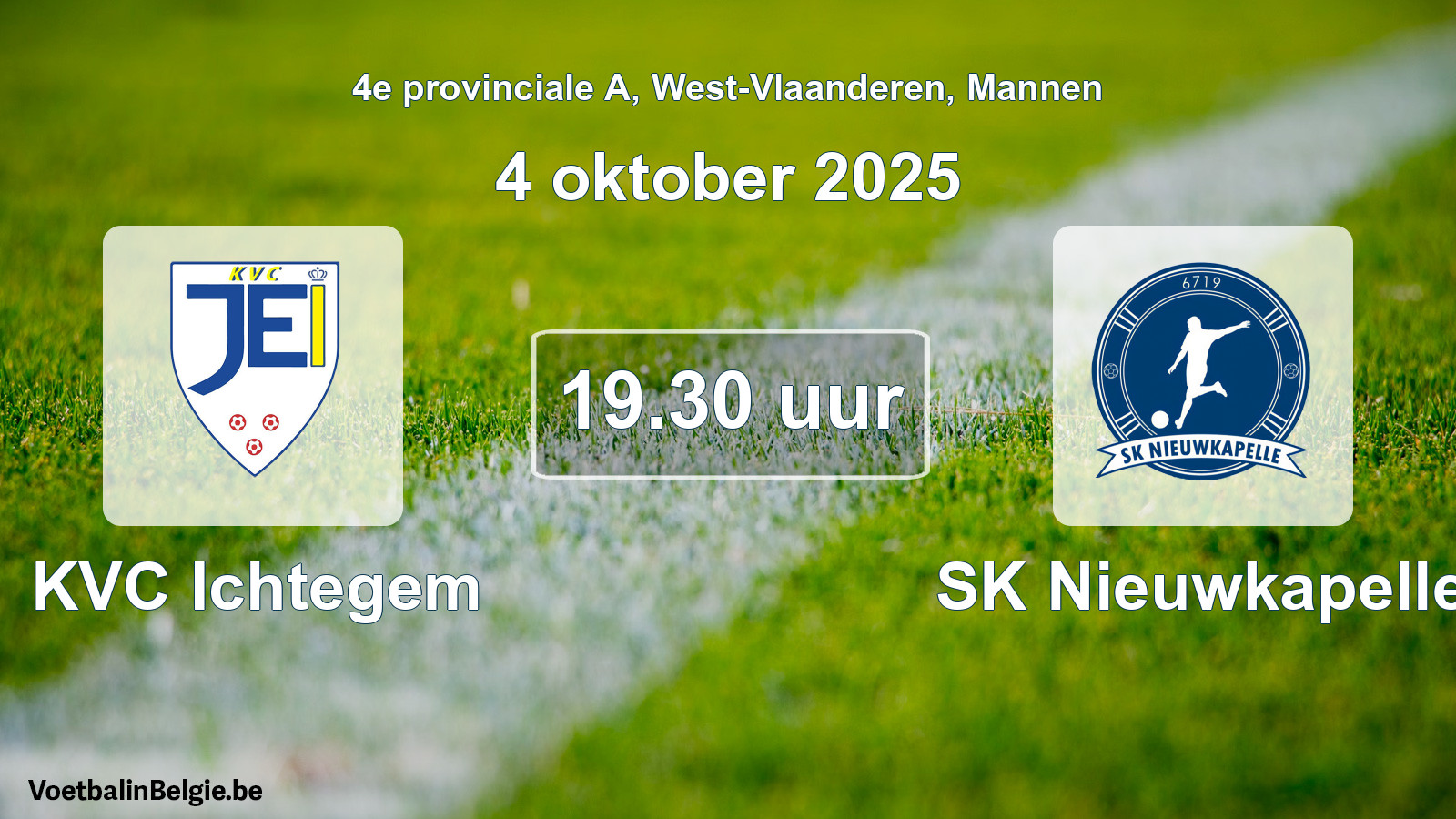 Geplande wedstrijd mannenvoetbal: KVC Ichtegem - SK Nieuwkapelle (4 oktober 2025)