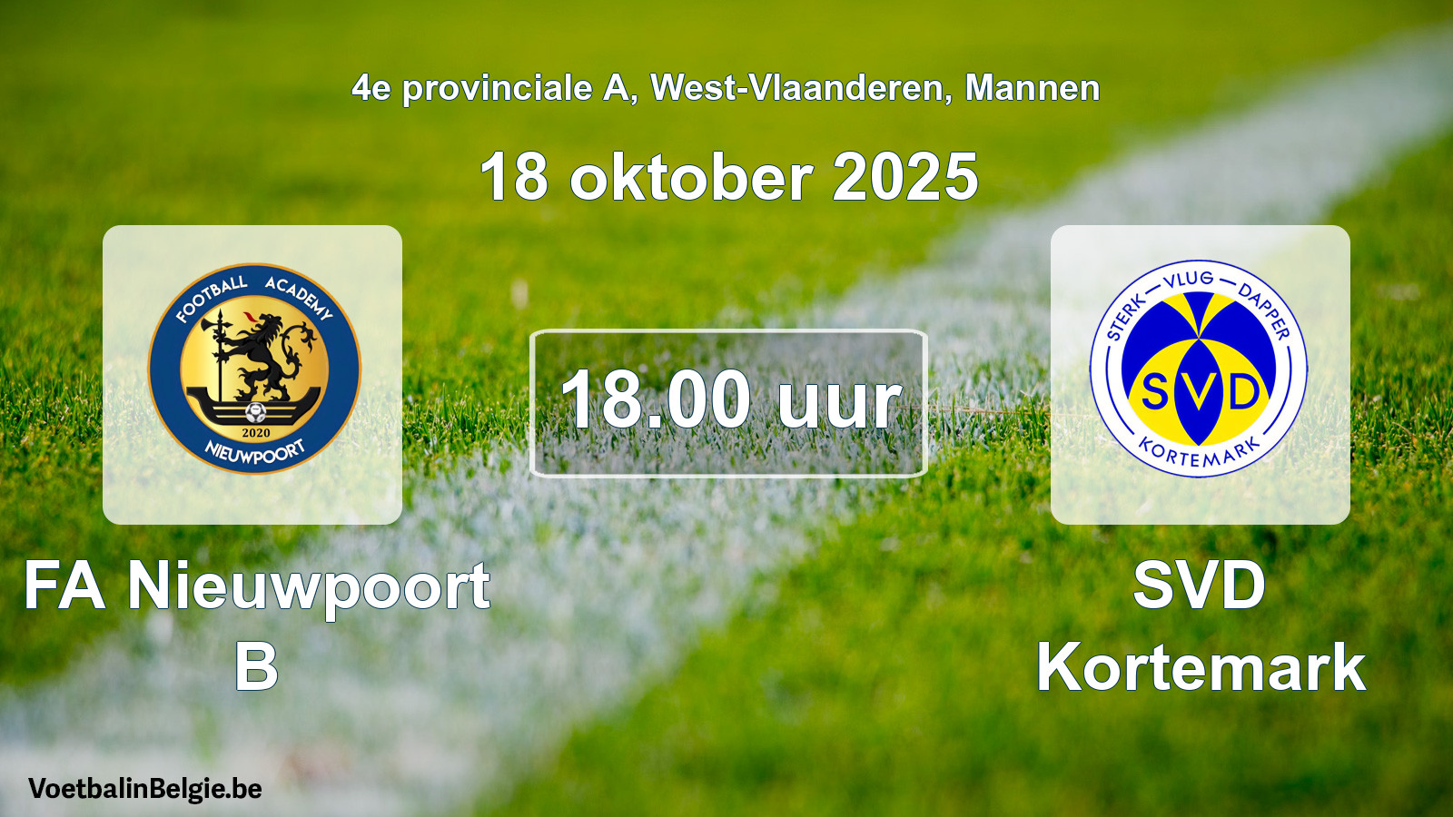 Scheduled match men football: FA Nieuwpoort B - SVD Kortemark (18 October 2025)