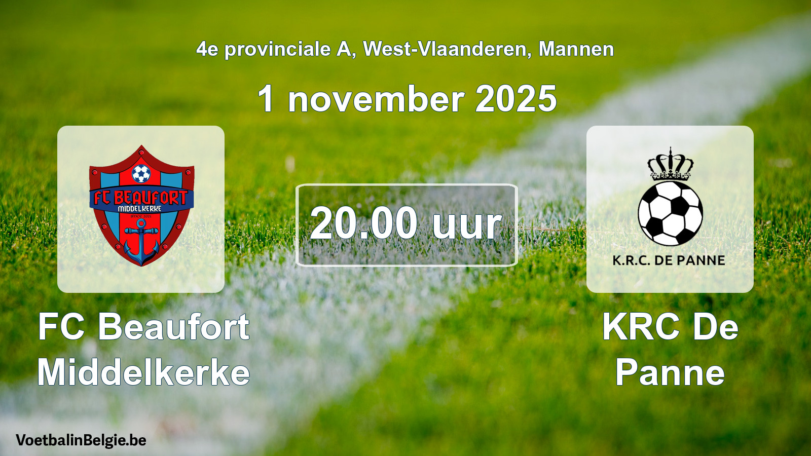 Scheduled match men football: FC Beaufort Middelkerke - KRC De Panne (1 November 2025)