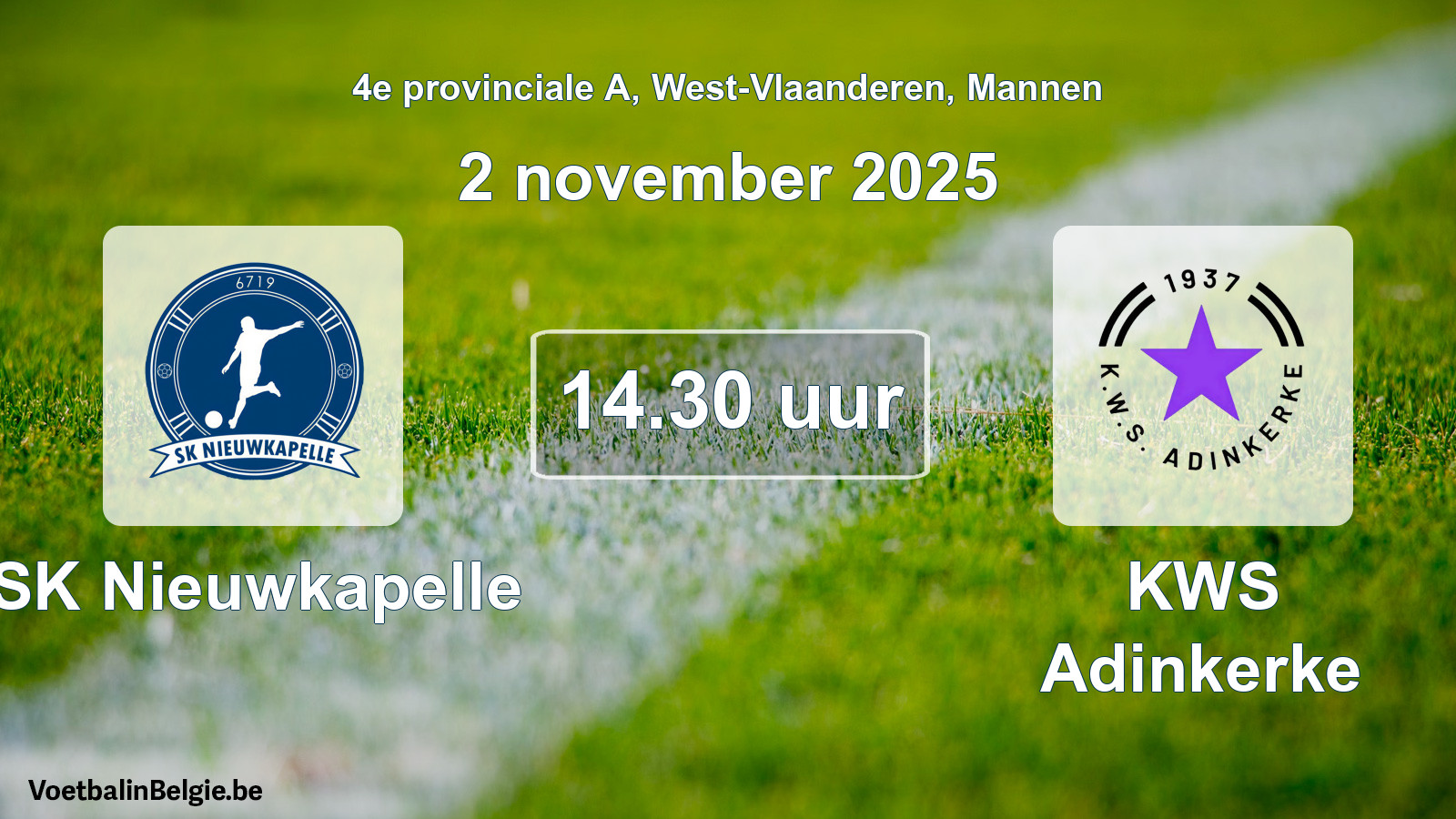 Geplantes Spiel männer-Fußball: SK Nieuwkapelle - KWS Adinkerke (2 November 2025)