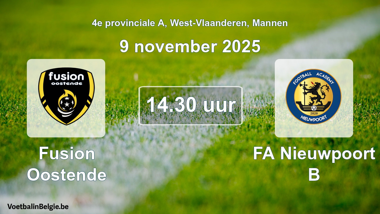 Scheduled match men football: Fusion Oostende - FA Nieuwpoort B (9 November 2025)