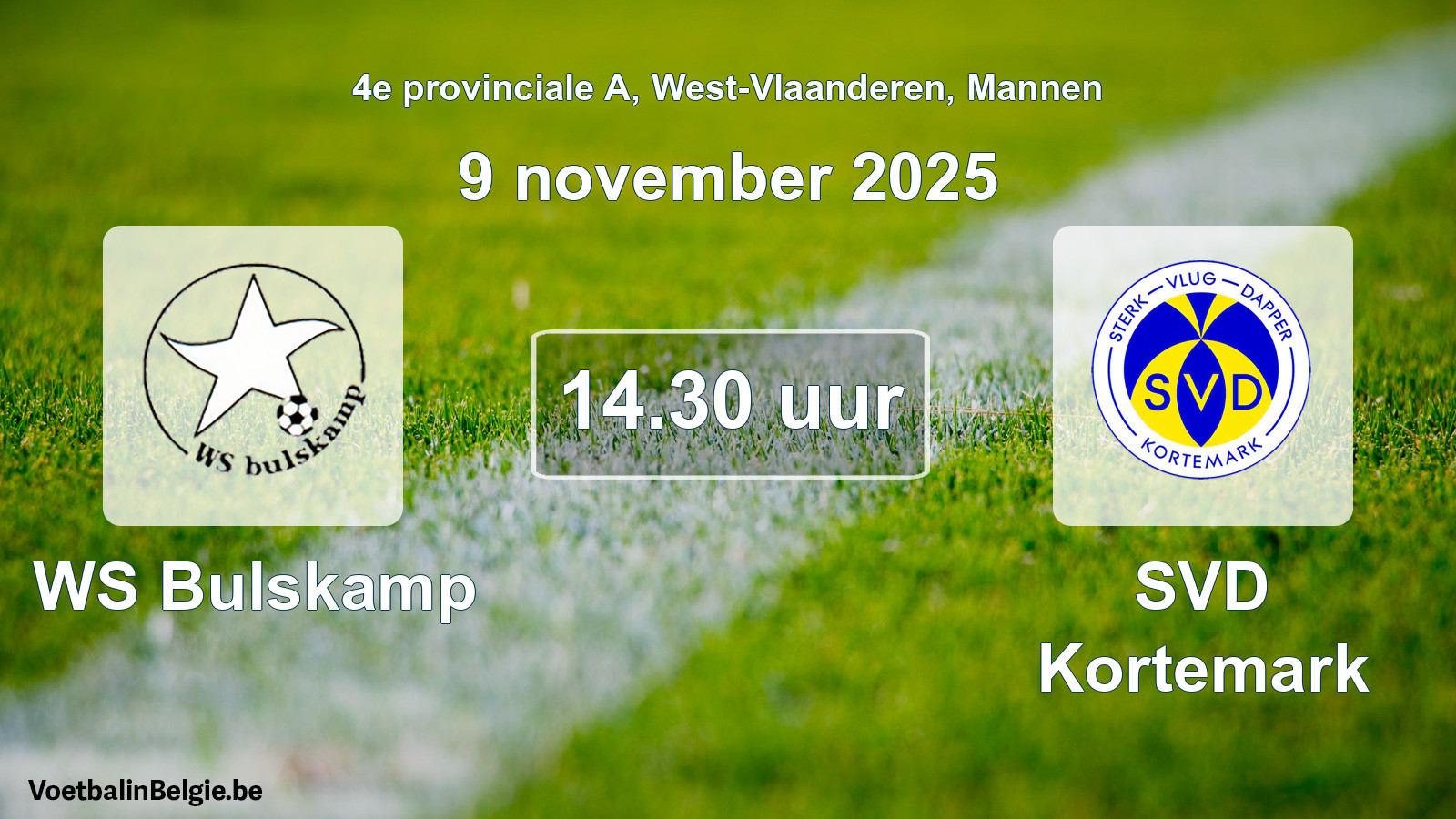 Geplande wedstrijd mannenvoetbal: WS Bulskamp - SVD Kortemark (9 november 2025)