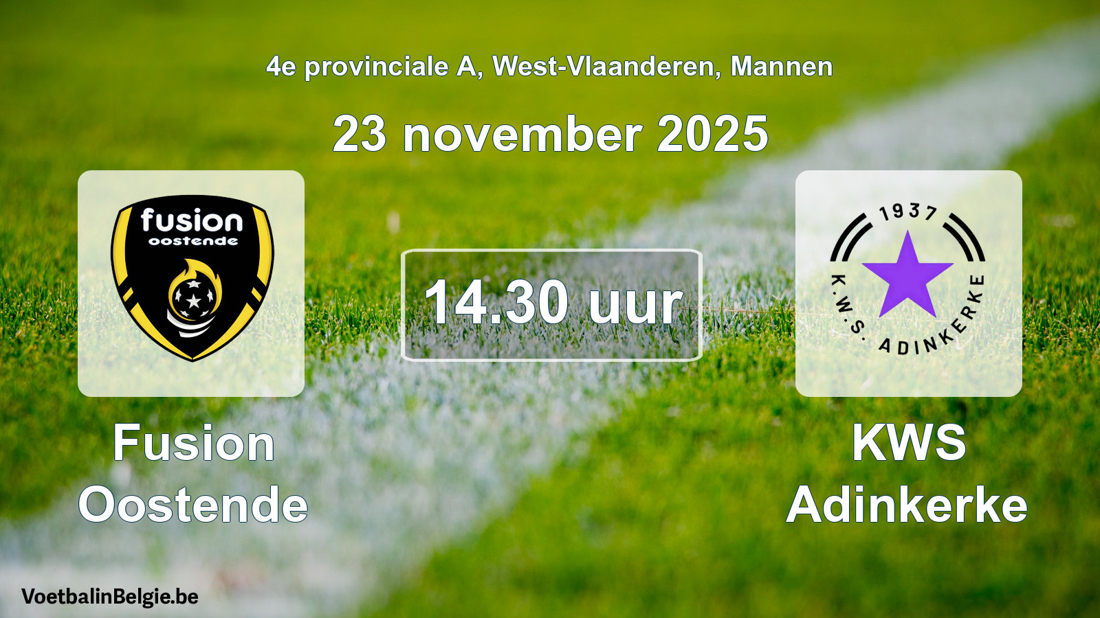 Scheduled match men football: Fusion Oostende - KWS Adinkerke (23 November 2025)
