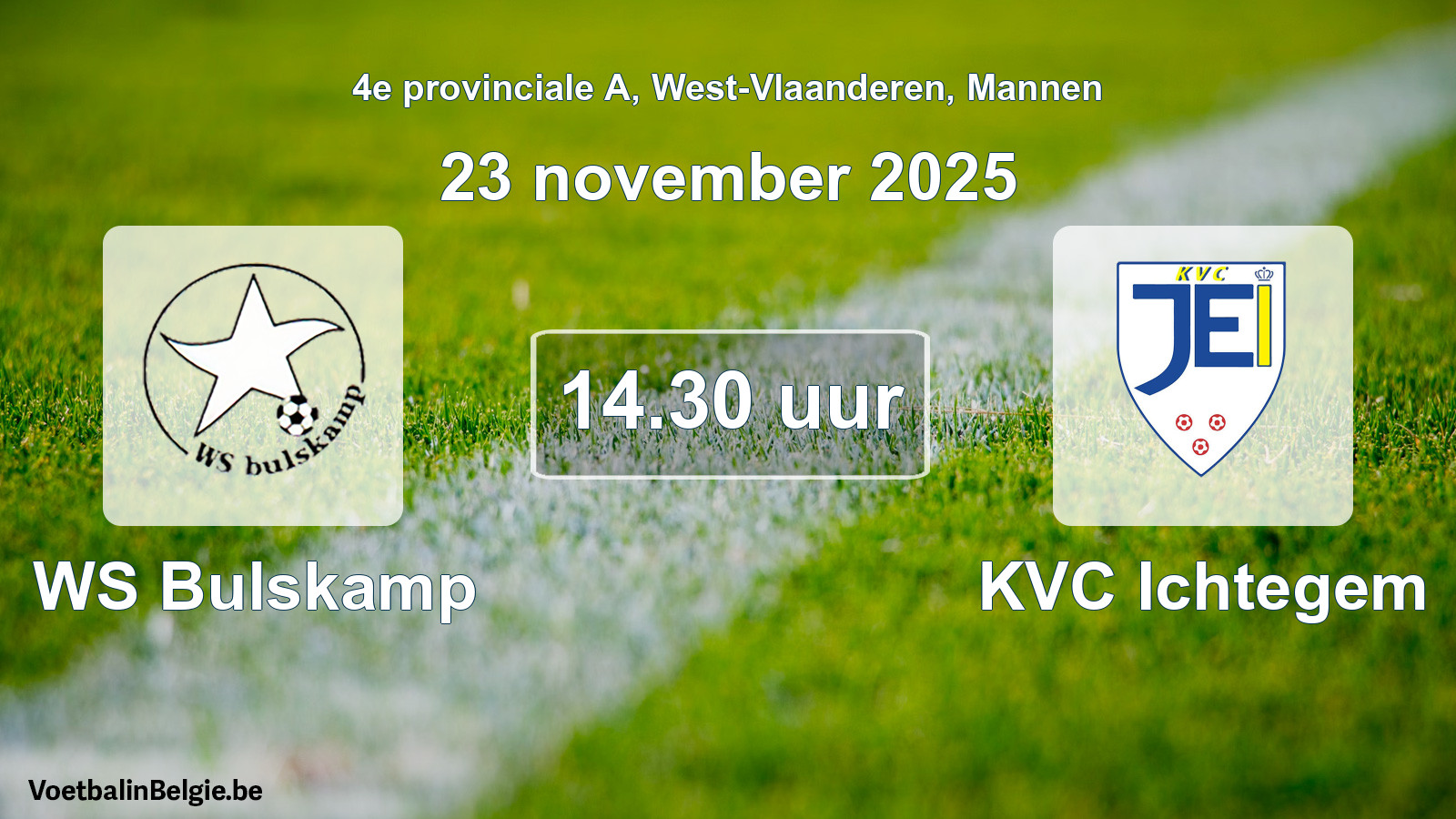 Geplande wedstrijd mannenvoetbal: WS Bulskamp - KVC Ichtegem (23 november 2025)