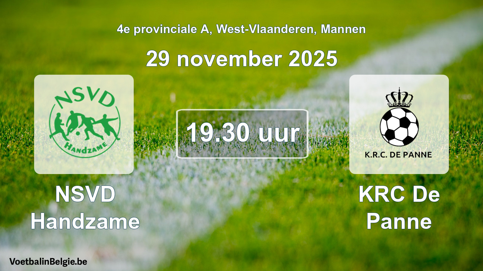 Geplande wedstrijd mannenvoetbal: NSVD Handzame - KRC De Panne (29 november 2025)