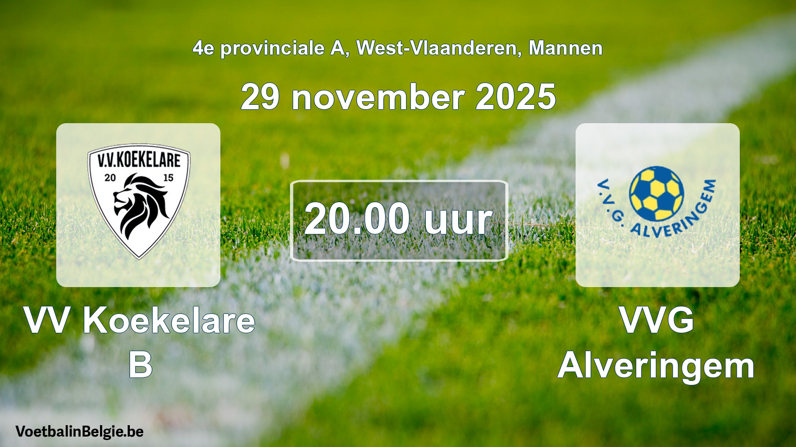Scheduled match men football: VV Koekelare B - VVG Alveringem (29 November 2025)