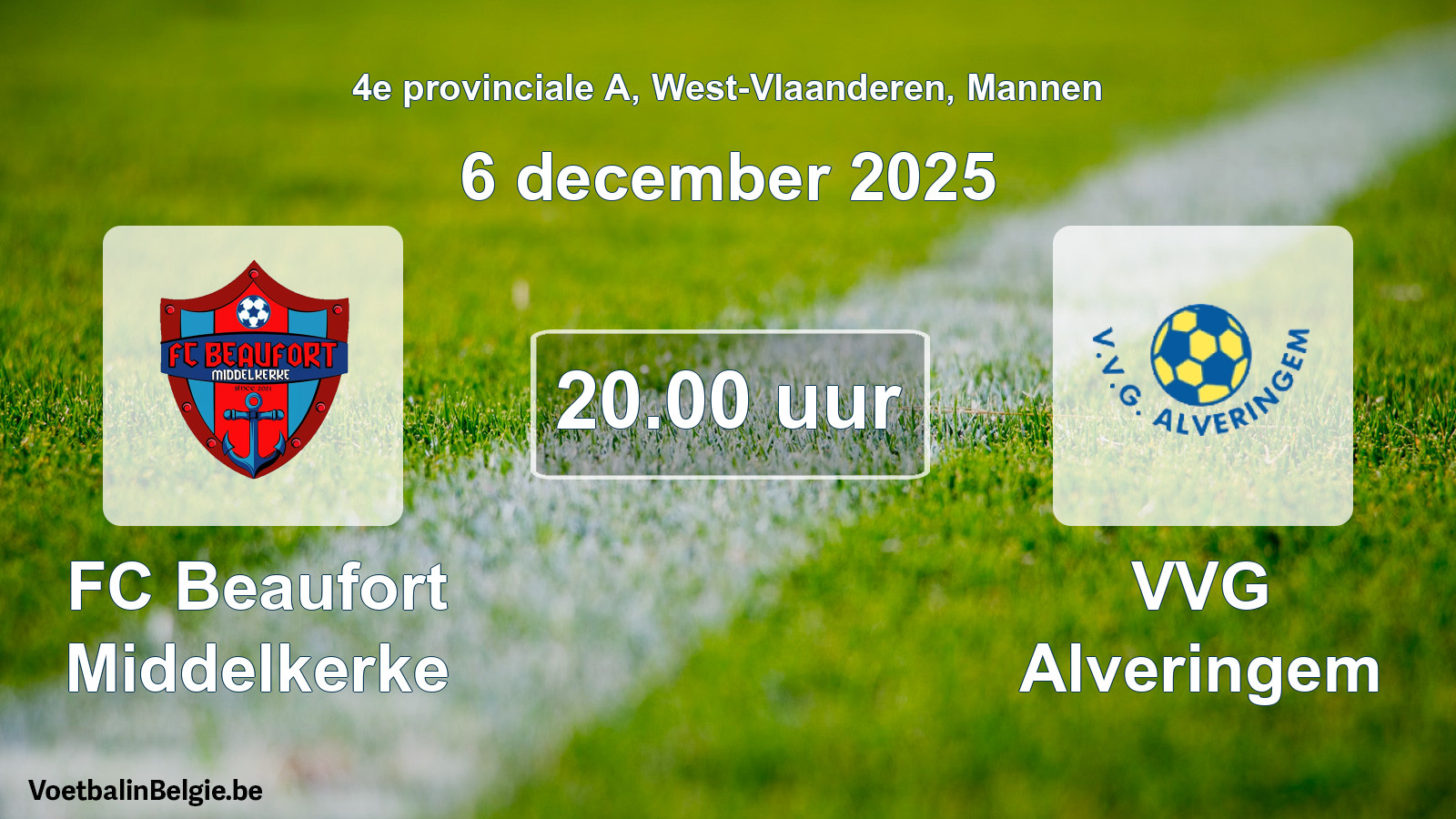 Scheduled match men football: FC Beaufort Middelkerke - VVG Alveringem (6 December 2025)