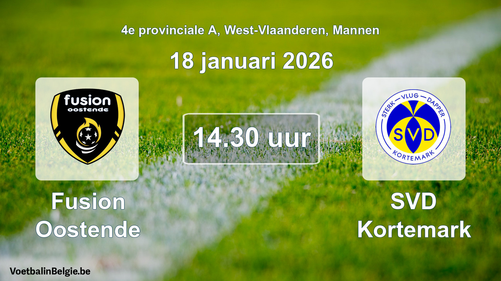 Scheduled match men football: Fusion Oostende - SVD Kortemark (18 January 2026)