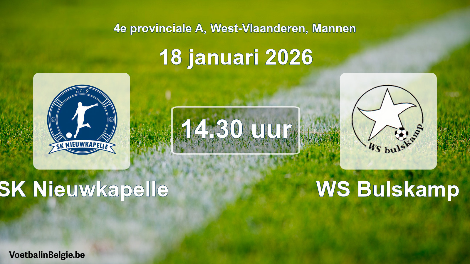 Geplande wedstrijd mannenvoetbal: SK Nieuwkapelle - WS Bulskamp (18 januari 2026)