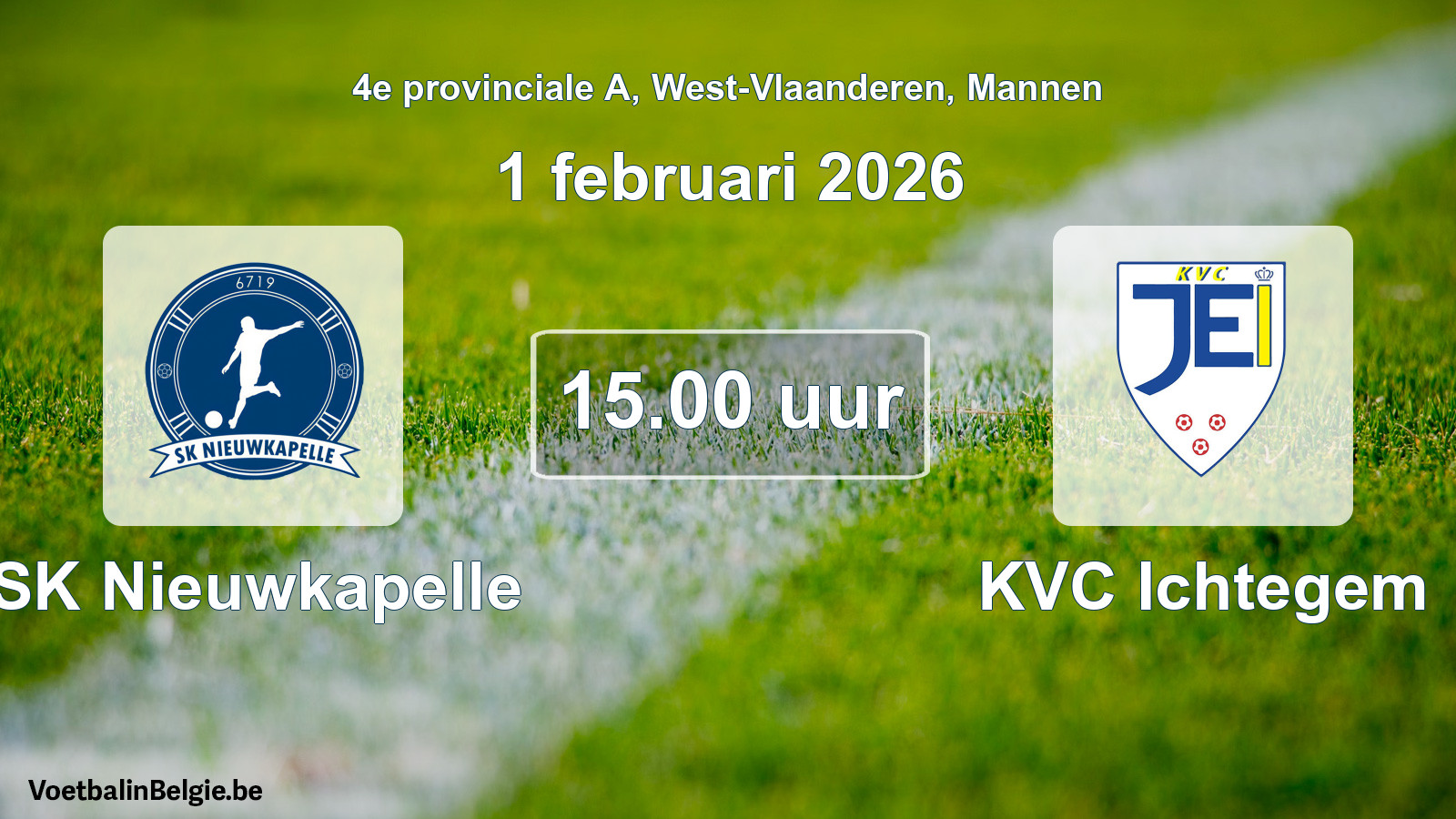 Geplantes Spiel männer-Fußball: SK Nieuwkapelle - KVC Ichtegem (1 Februar 2026)