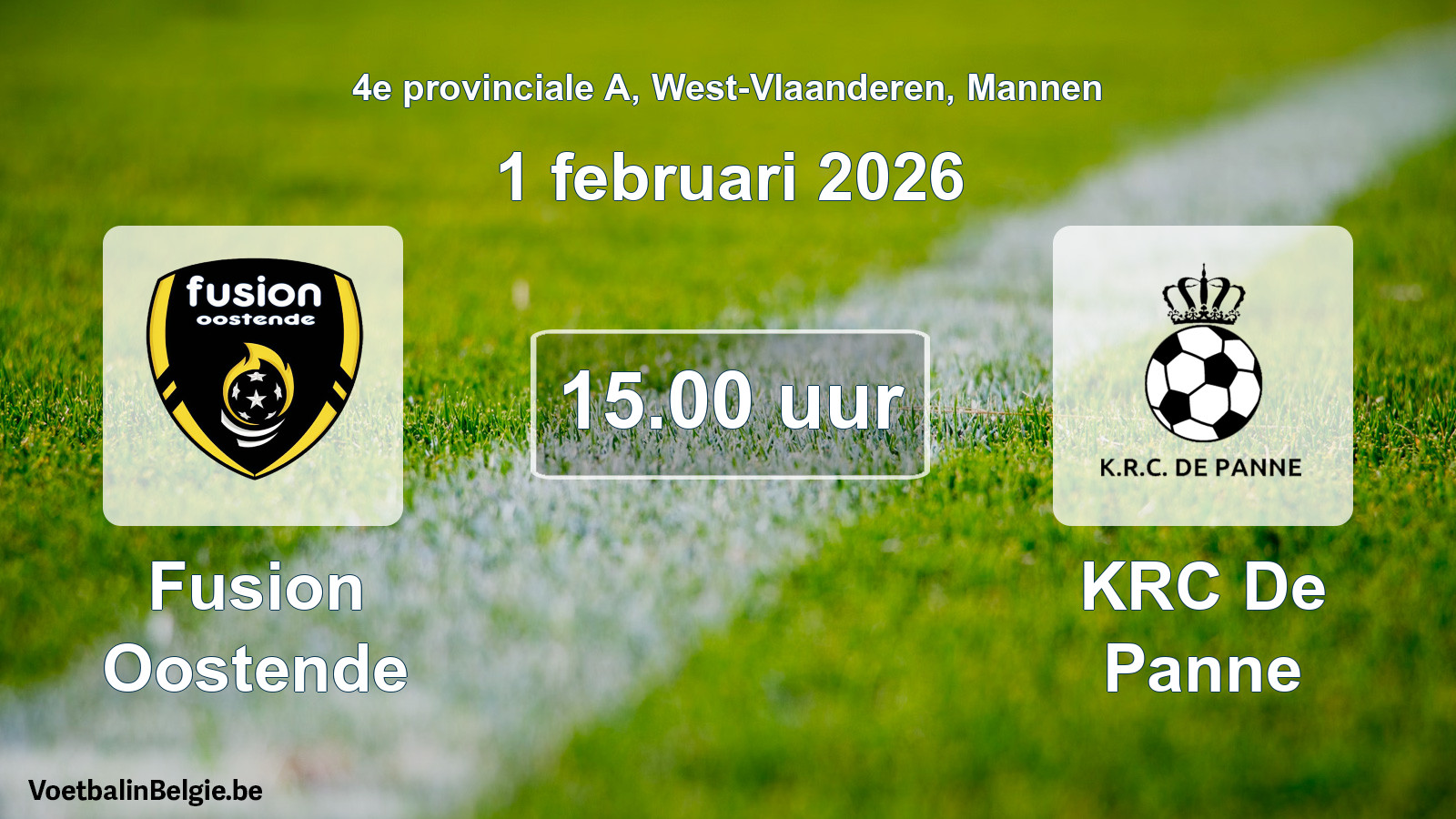 Scheduled match men football: Fusion Oostende - KRC De Panne (1 February 2026)
