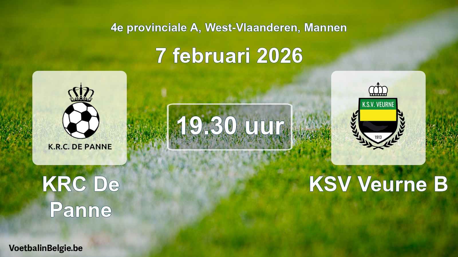 Scheduled match men football: KRC De Panne - KSV Veurne B (7 February 2026)