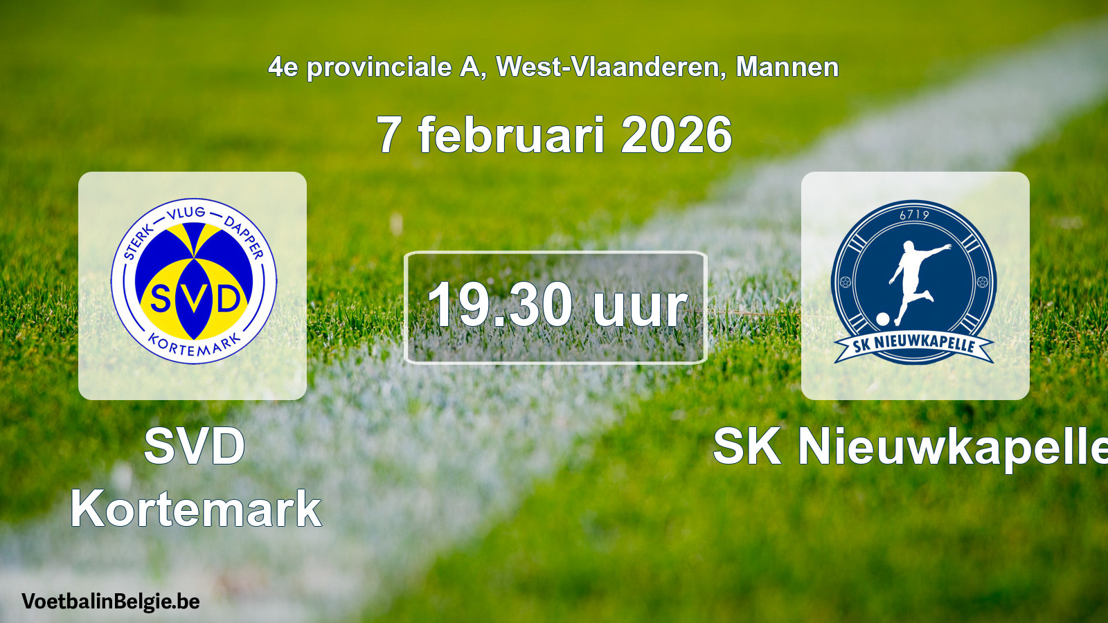 Scheduled match men football: SVD Kortemark - SK Nieuwkapelle (7 February 2026)