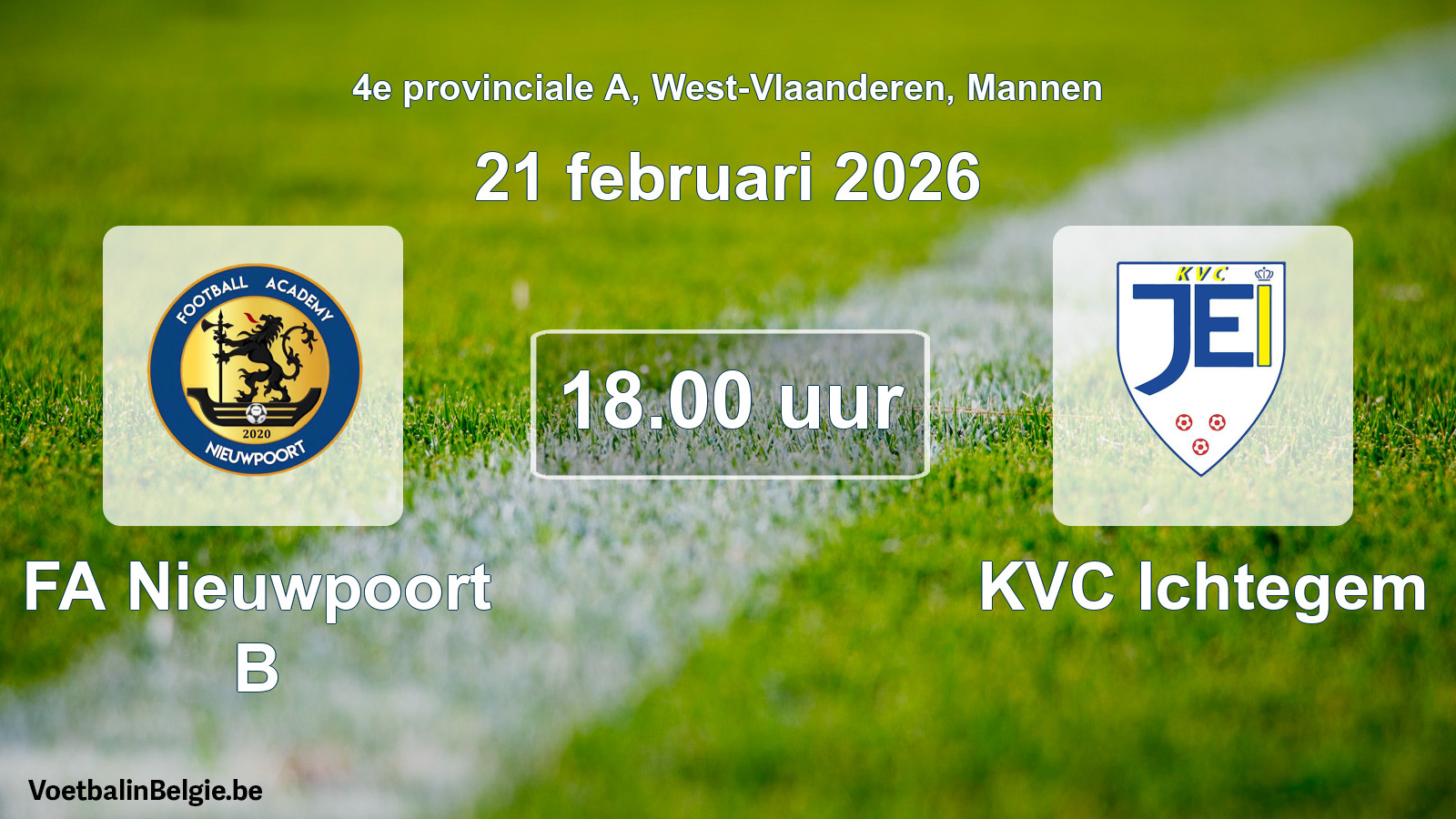 Scheduled match men football: FA Nieuwpoort B - KVC Ichtegem (21 February 2026)