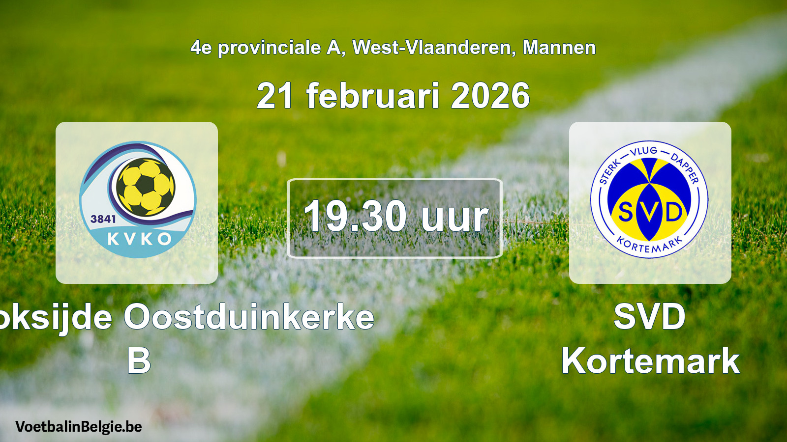 Scheduled match men football: KV Koksijde Oostduinkerke B - SVD Kortemark (21 February 2026)