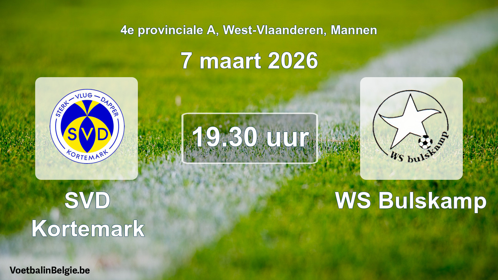 Scheduled match men football: SVD Kortemark - WS Bulskamp (7 March 2026)