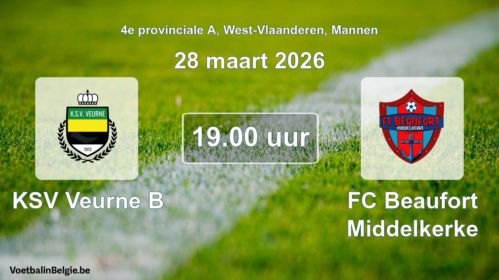 Scheduled match men football: KSV Veurne B - FC Beaufort Middelkerke (28 March 2026)