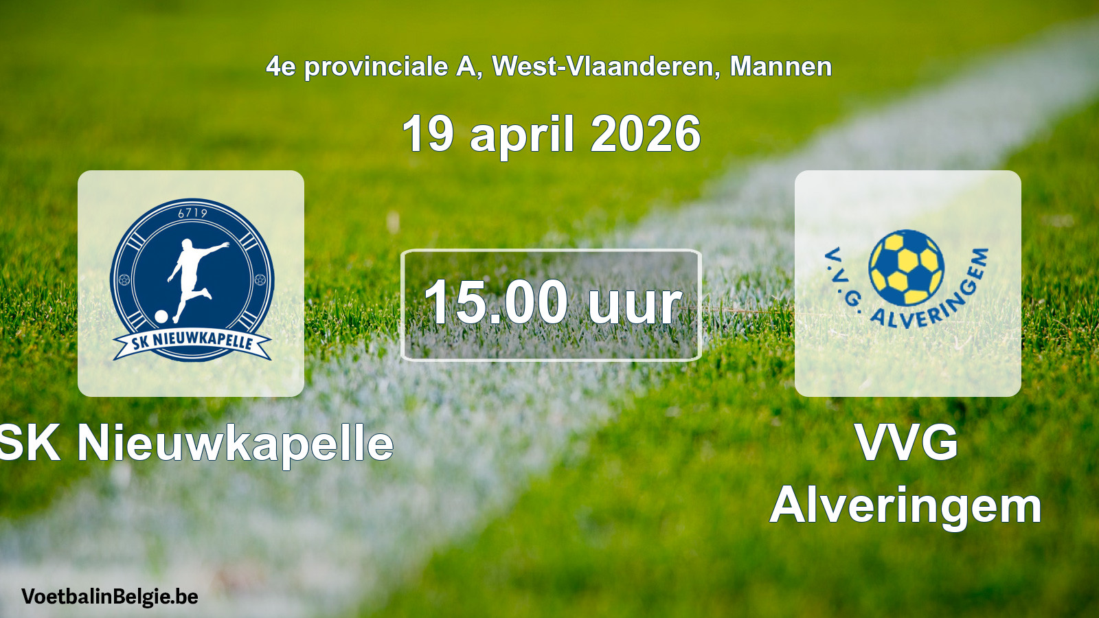 Scheduled match men football: SK Nieuwkapelle - VVG Alveringem (19 April 2026)