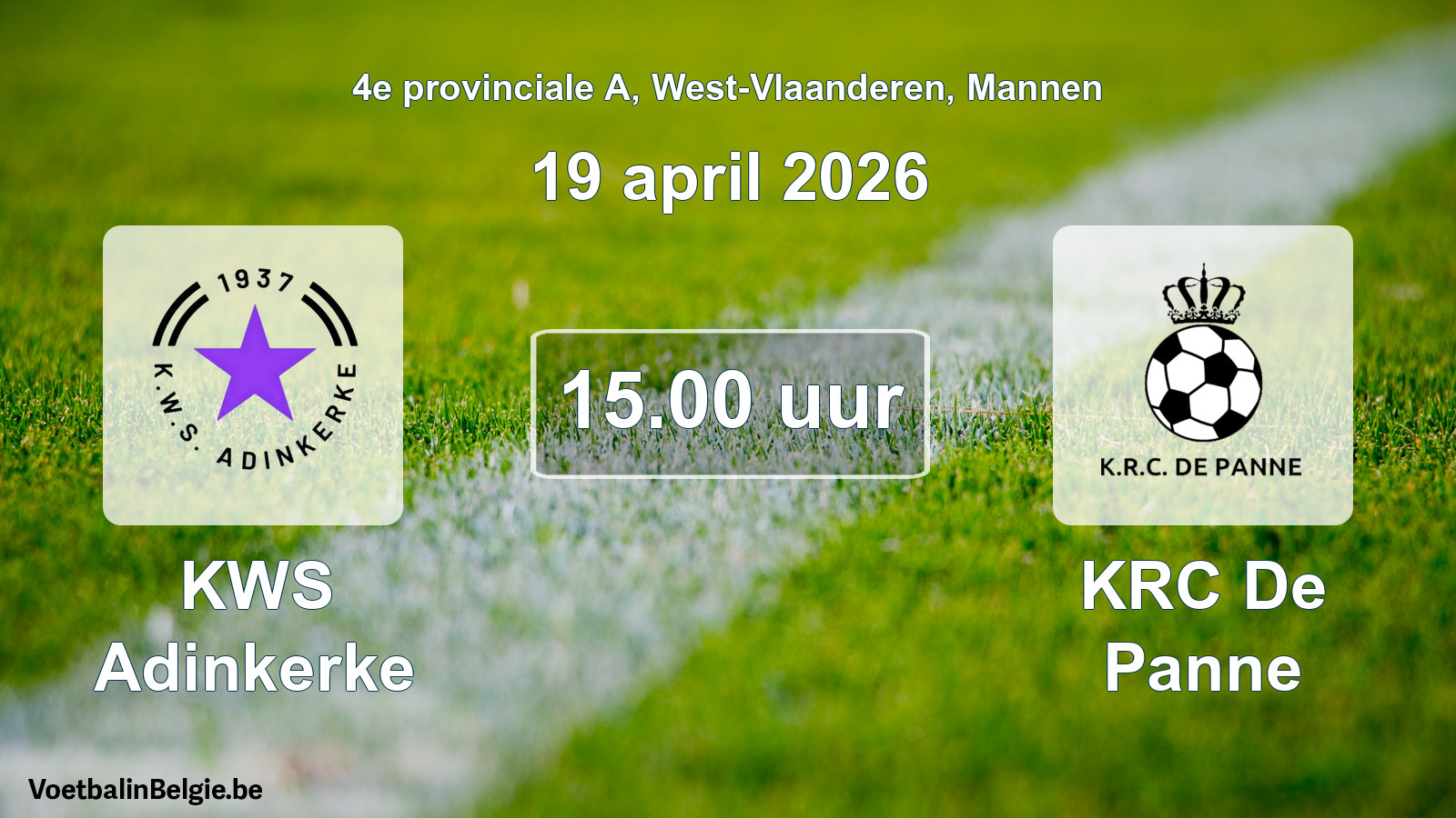 Scheduled match men football: KWS Adinkerke - KRC De Panne (19 April 2026)