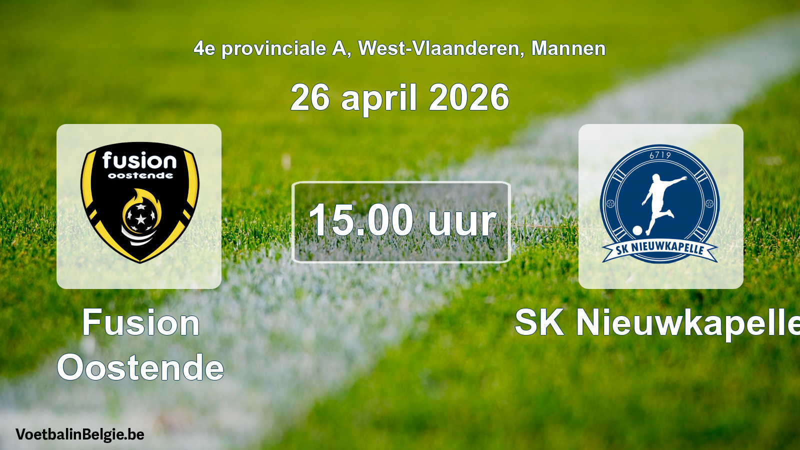 Geplande wedstrijd mannenvoetbal: Fusion Oostende - SK Nieuwkapelle (26 april 2026)