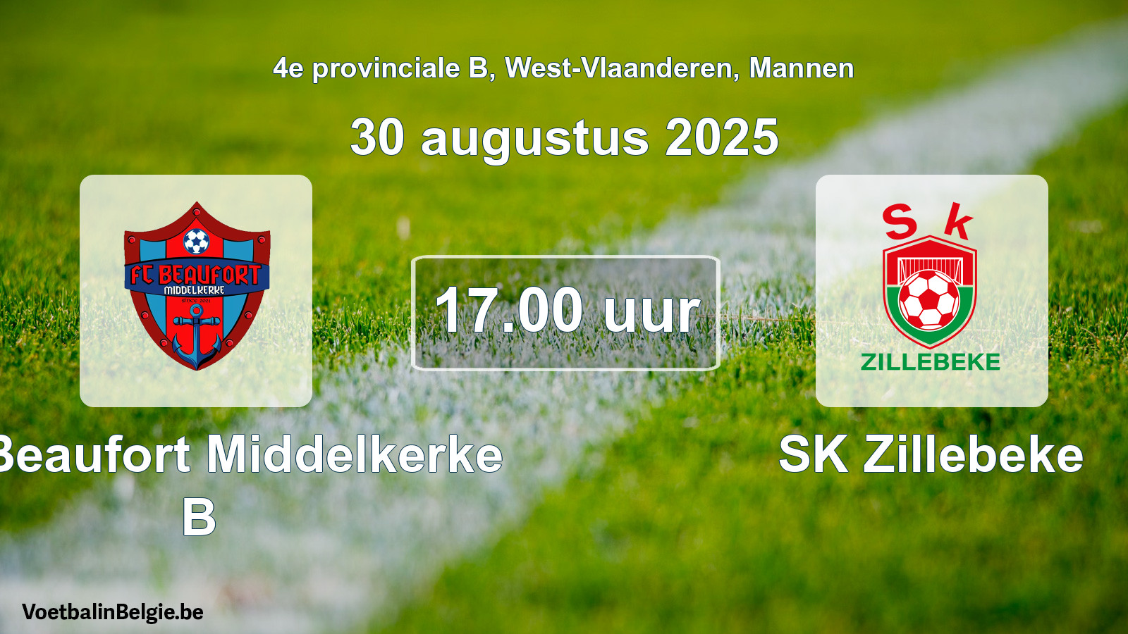 Scheduled match men football: FC Beaufort Middelkerke B - SK Zillebeke (30 August 2025)
