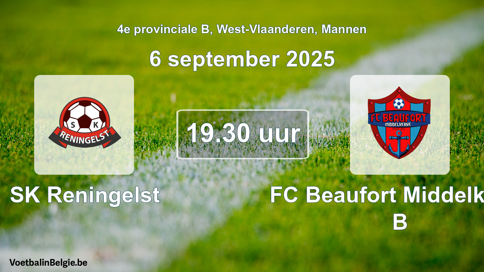Scheduled match men football: SK Reningelst - FC Beaufort Middelkerke B (6 September 2025)