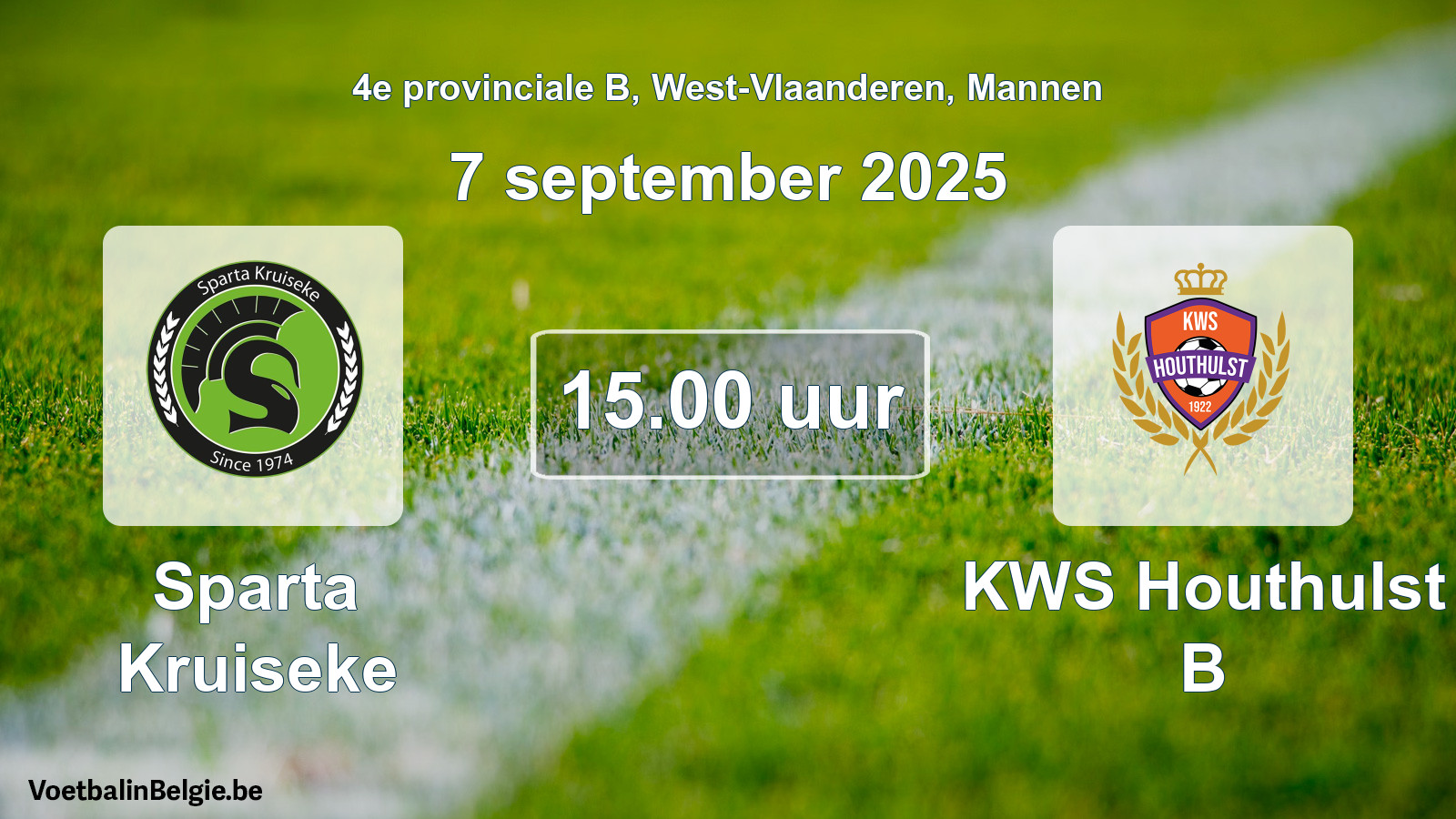 Scheduled match men football: Sparta Kruiseke - KWS Houthulst B (7 September 2025)