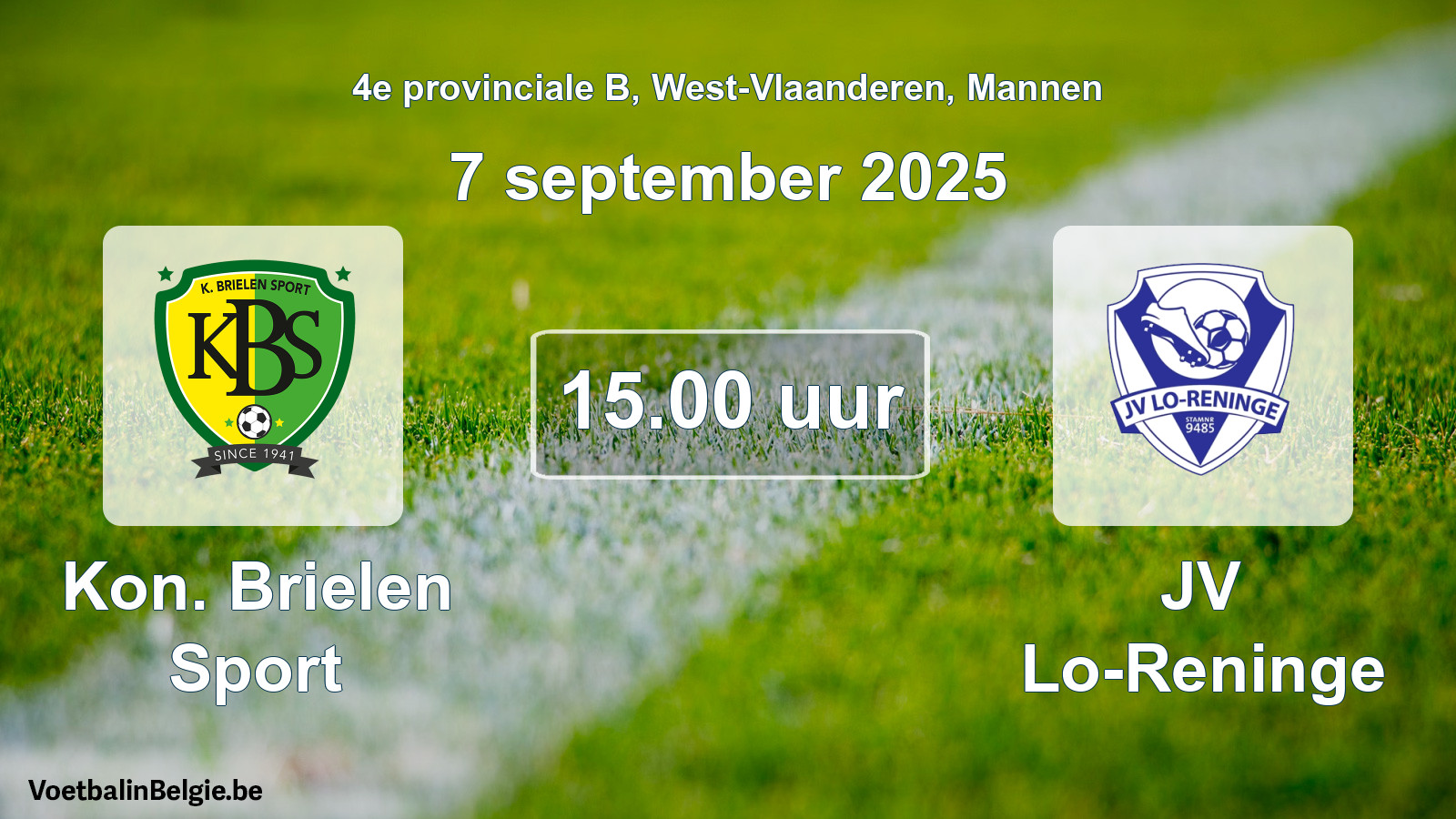 Scheduled match men football: Kon. Brielen Sport - JV Lo-Reninge (7 September 2025)