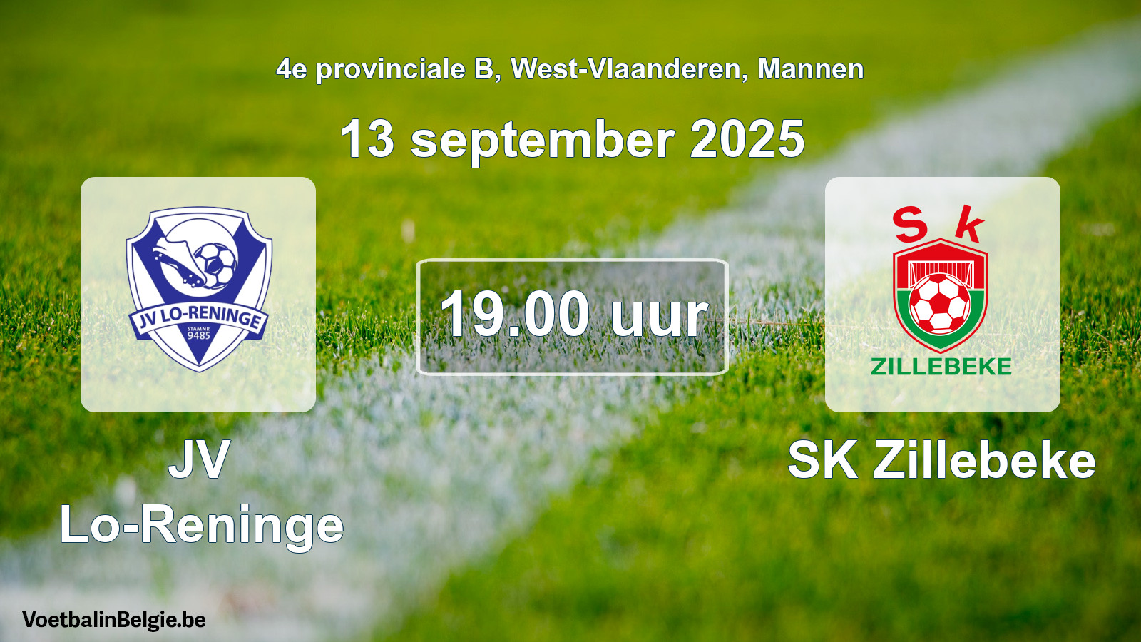Scheduled match men football: JV Lo-Reninge - SK Zillebeke (13 September 2025)