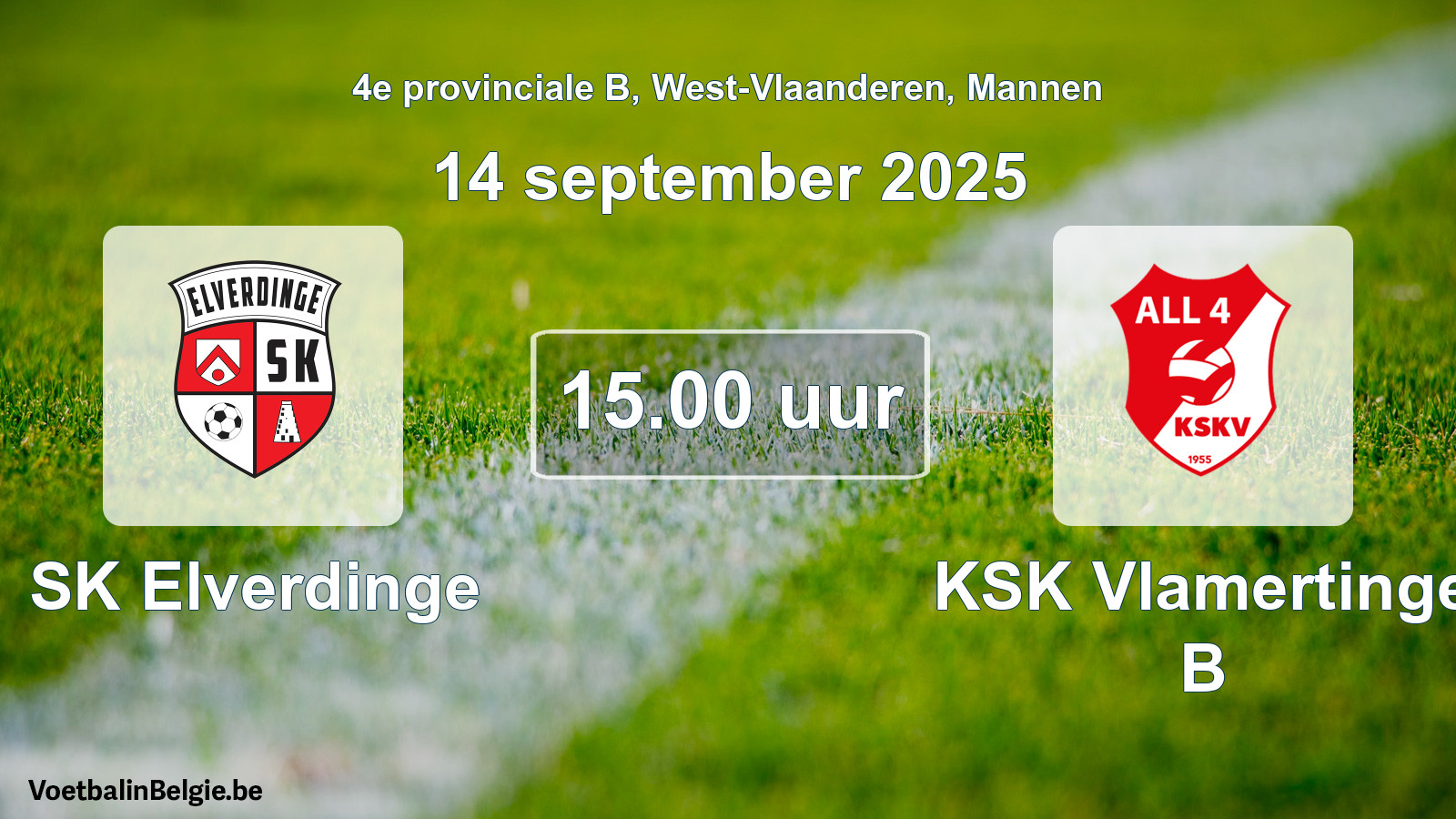 Scheduled match men football: SK Elverdinge - KSK Vlamertinge B (14 September 2025)