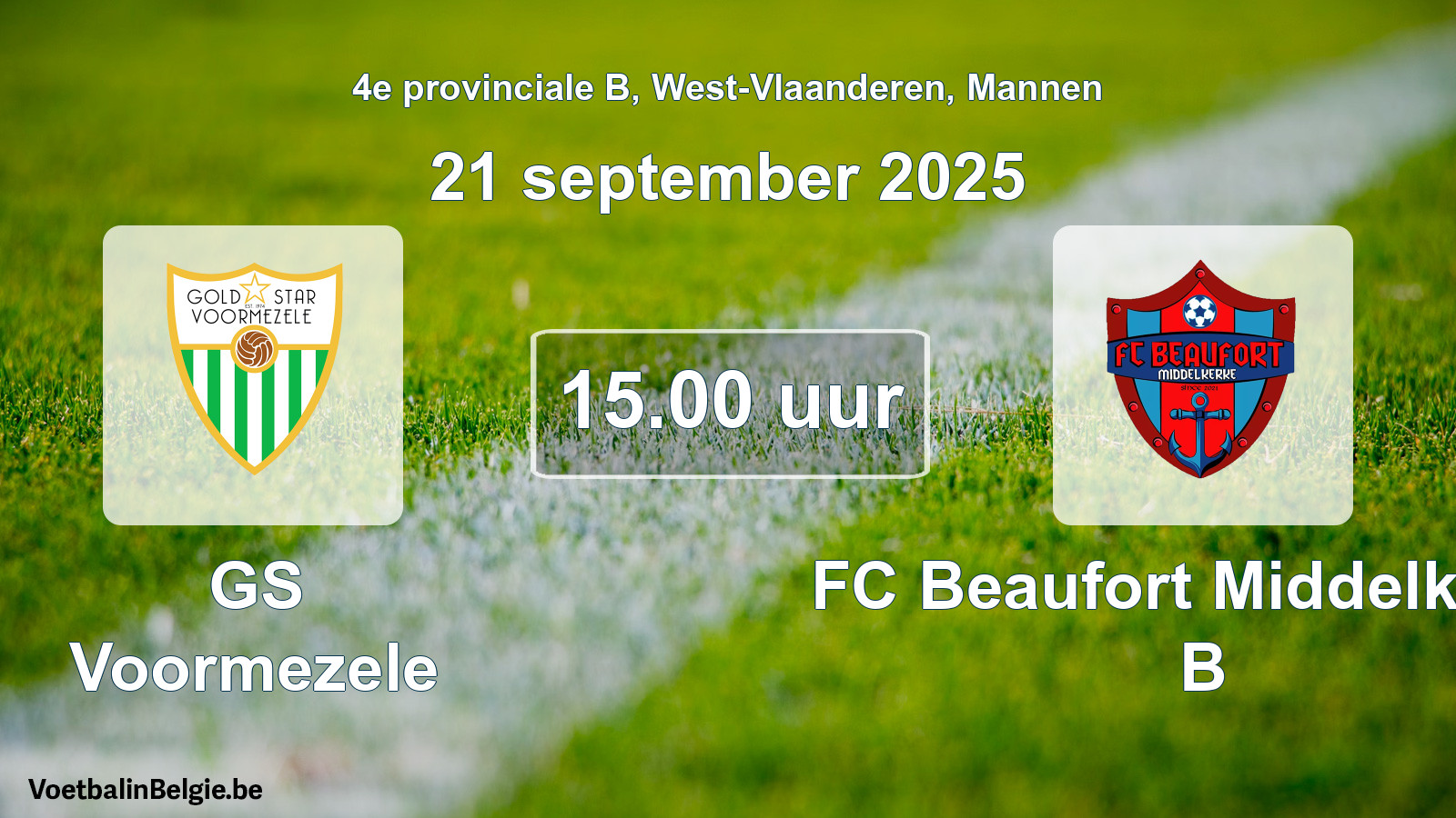 Scheduled match men football: GS Voormezele - FC Beaufort Middelkerke B (21 September 2025)