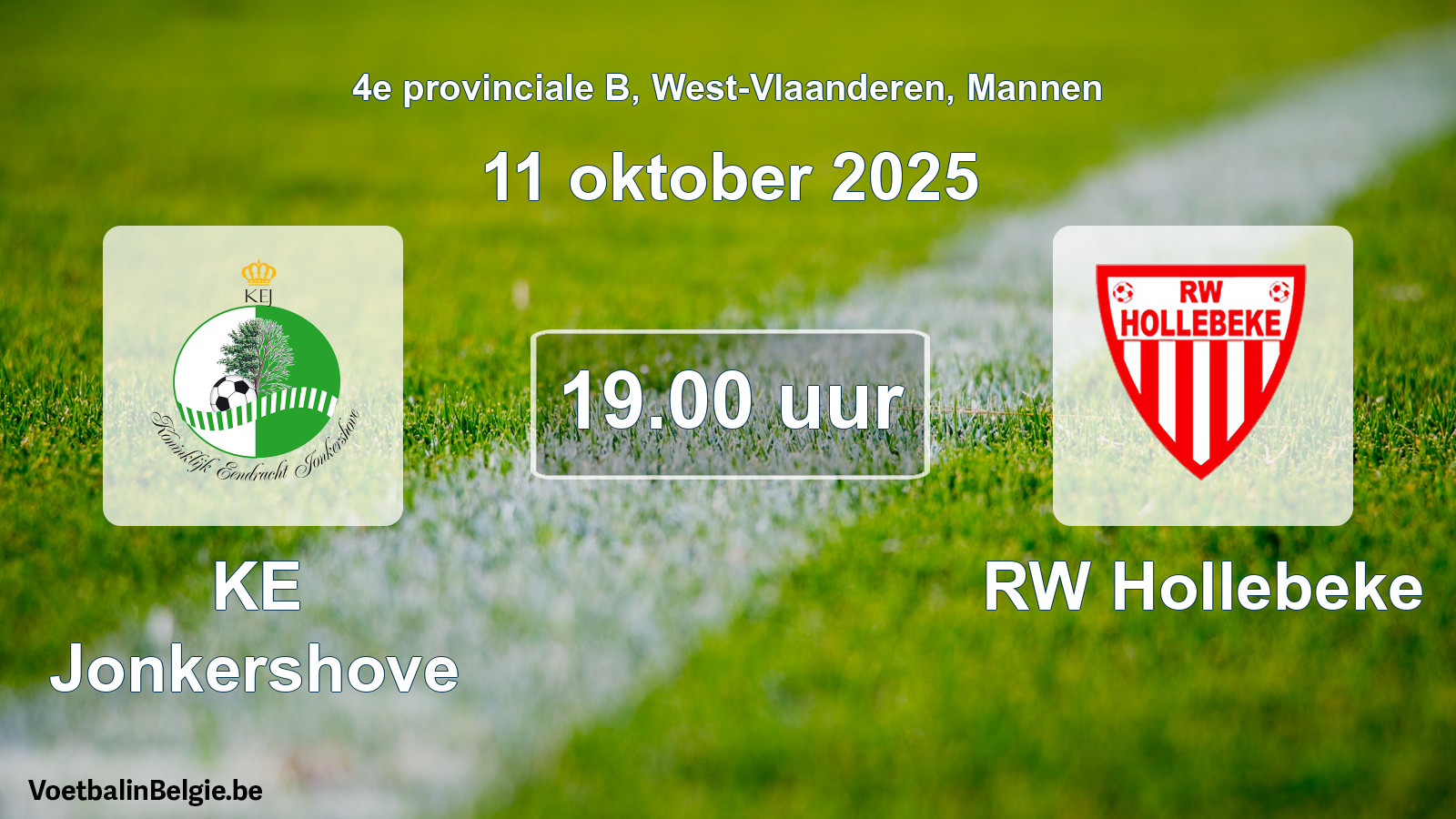 Scheduled match men football: KE Jonkershove - RW Hollebeke (11 October 2025)