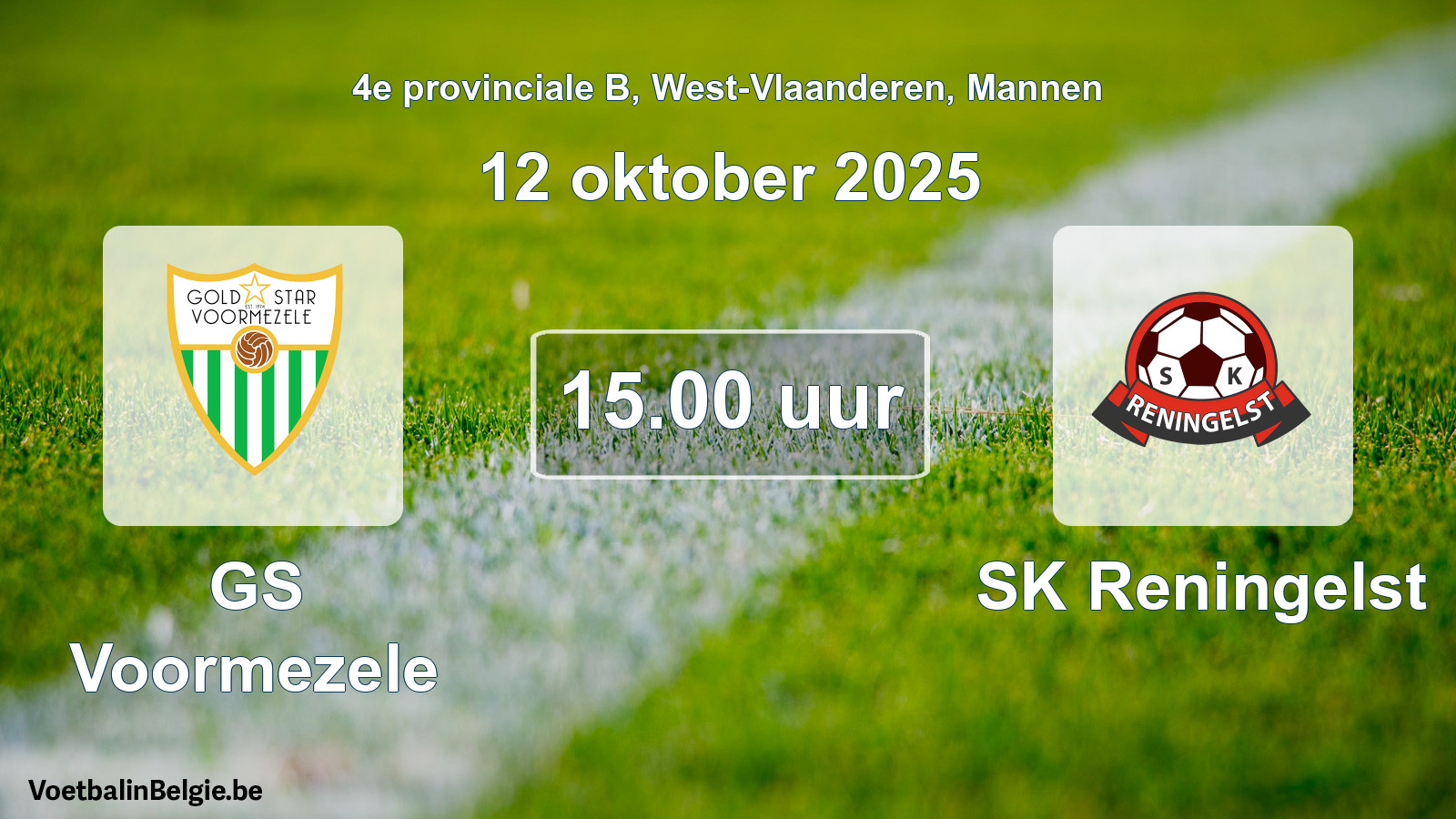 Geplande wedstrijd mannenvoetbal: GS Voormezele - SK Reningelst (12 oktober 2025)
