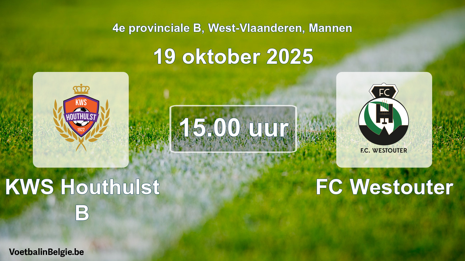 Geplande wedstrijd mannenvoetbal: KWS Houthulst B - FC Westouter (19 oktober 2025)