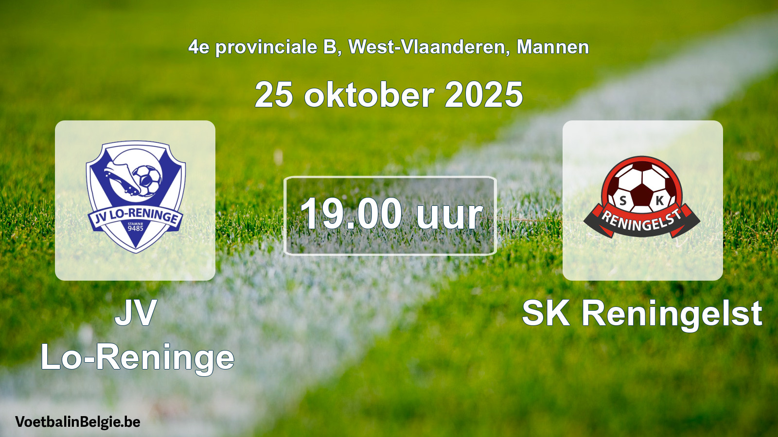 Geplande wedstrijd mannenvoetbal: JV Lo-Reninge - SK Reningelst (25 oktober 2025)