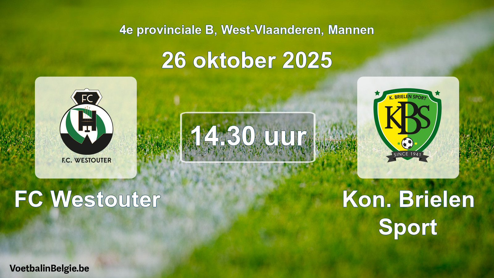 Scheduled match men football: FC Westouter - Kon. Brielen Sport (26 October 2025)